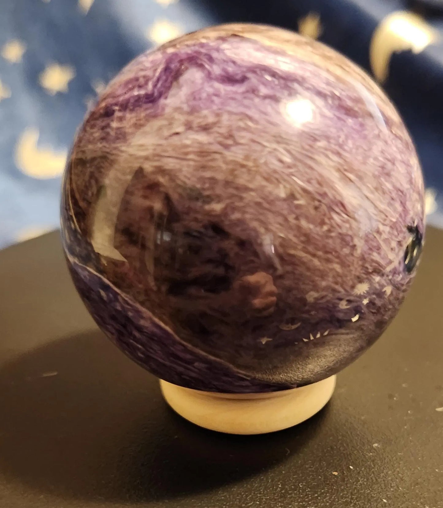 Large Charoite Sphere, Lovely Chatoyancy, Rare Charoite, 2" Diameter 7.2OZ, Charoite Crystal Ball, Purple Charoite, Healing Purple Sphere Etsy