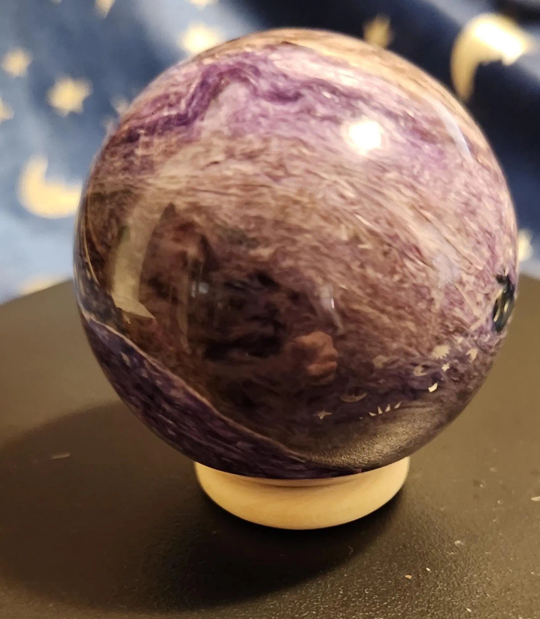 Large Charoite Sphere, Lovely Chatoyancy, Rare Charoite, 2" Diameter 7.2OZ, Charoite Crystal Ball, Purple Charoite, Healing Purple Sphere Etsy