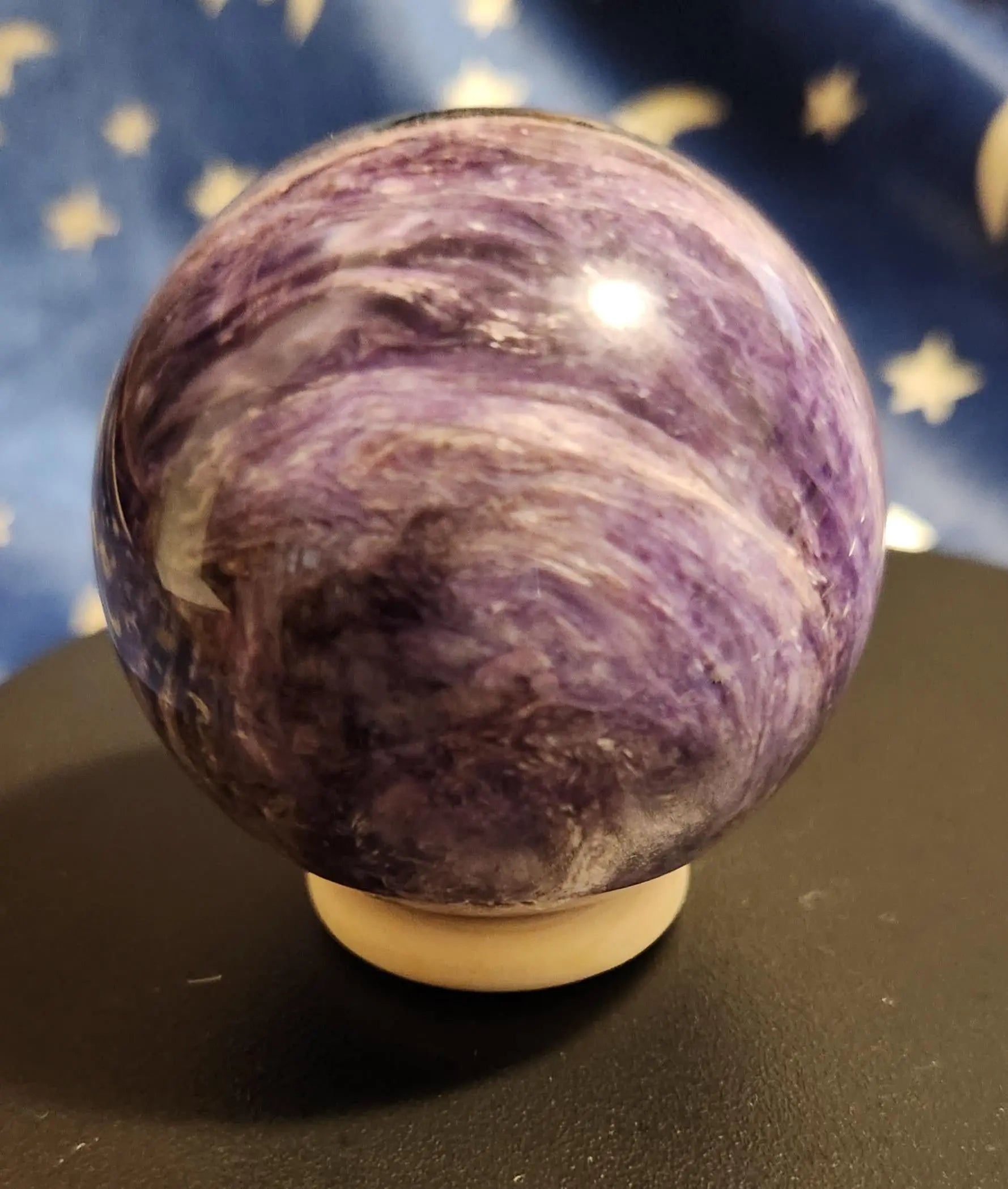 Large Charoite Sphere, Lovely Chatoyancy, Rare Charoite, 2" Diameter 7.2OZ, Charoite Crystal Ball, Purple Charoite, Healing Purple Sphere Etsy