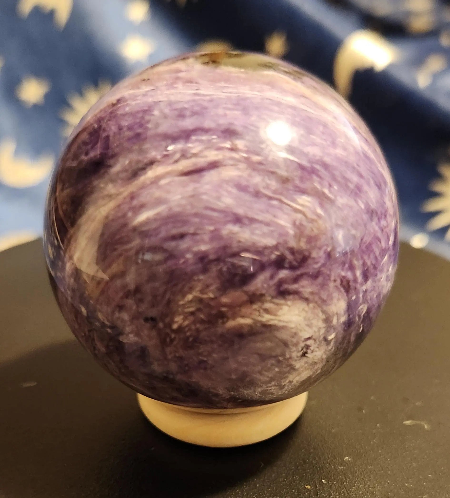 Large Charoite Sphere, Lovely Chatoyancy, Rare Charoite, 2" Diameter 7.2OZ, Charoite Crystal Ball, Purple Charoite, Healing Purple Sphere Etsy