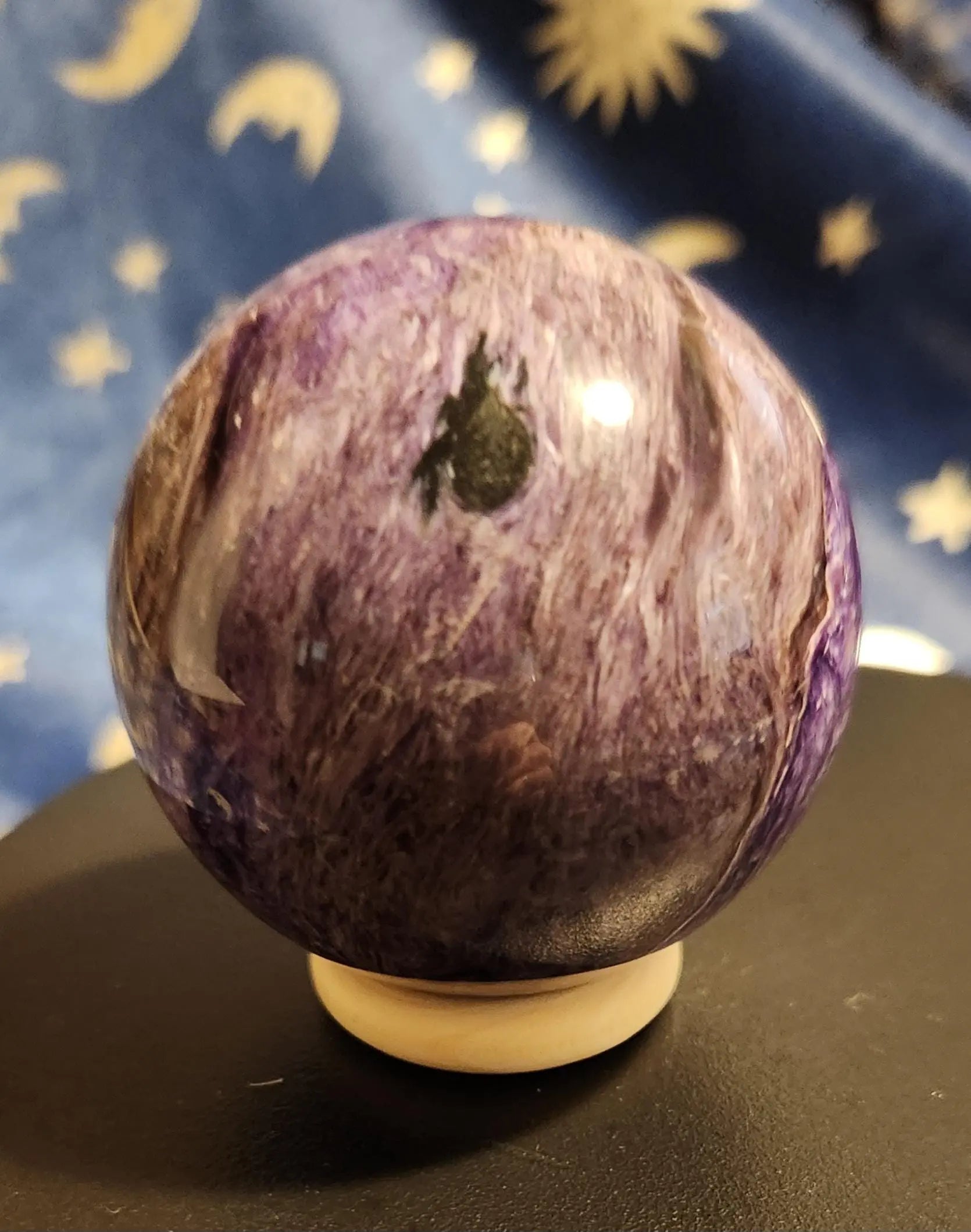 Large Charoite Sphere, Lovely Chatoyancy, Rare Charoite, 2" Diameter 7.2OZ, Charoite Crystal Ball, Purple Charoite, Healing Purple Sphere Etsy
