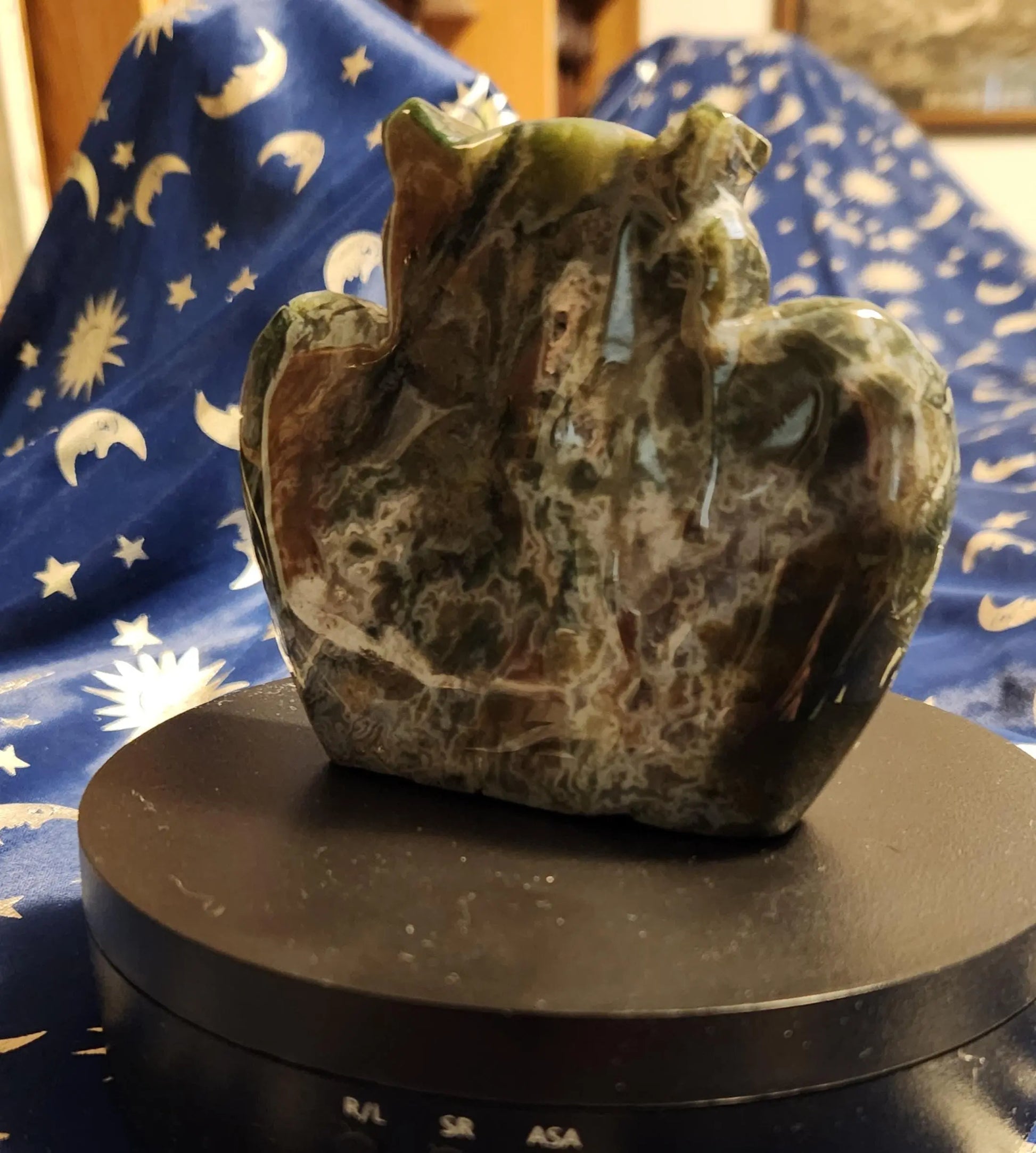 Ocean Jasper Carved Owl Figurine, Orbicular, Etsy