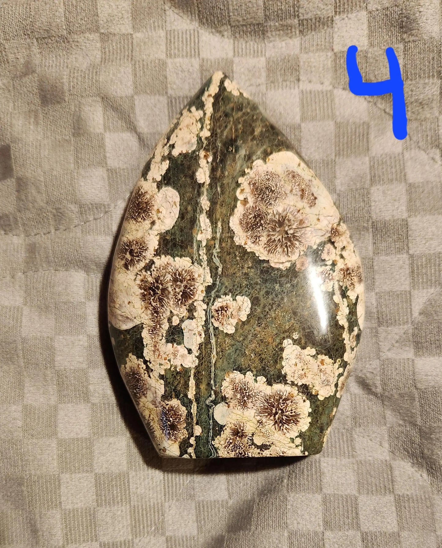 Green Sakura Agate,Flat Flame Shaped Crystal, New Beginning Stone, Flower Agate Etsy