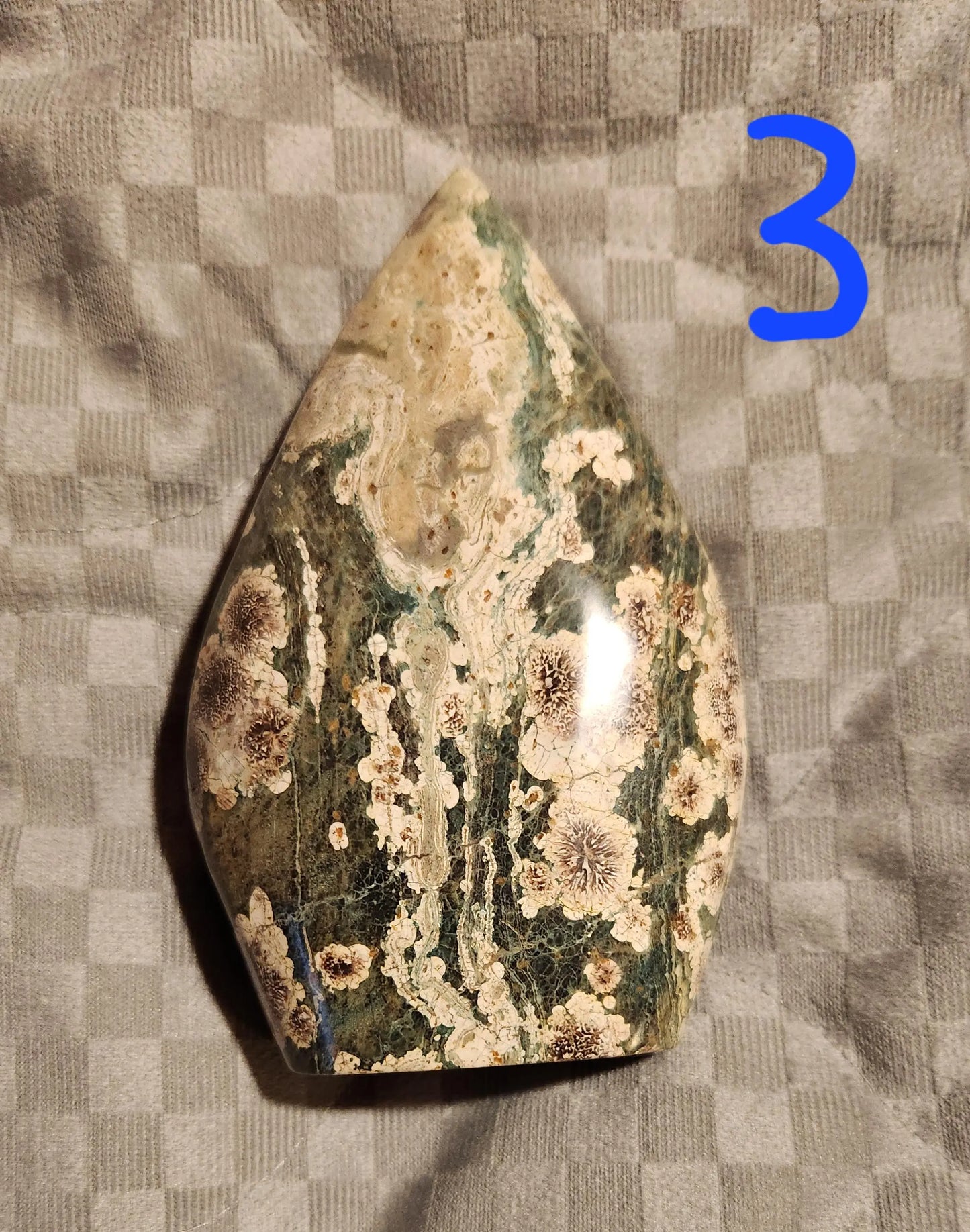 Green Sakura Agate,Flat Flame Shaped Crystal, New Beginning Stone, Flower Agate Etsy
