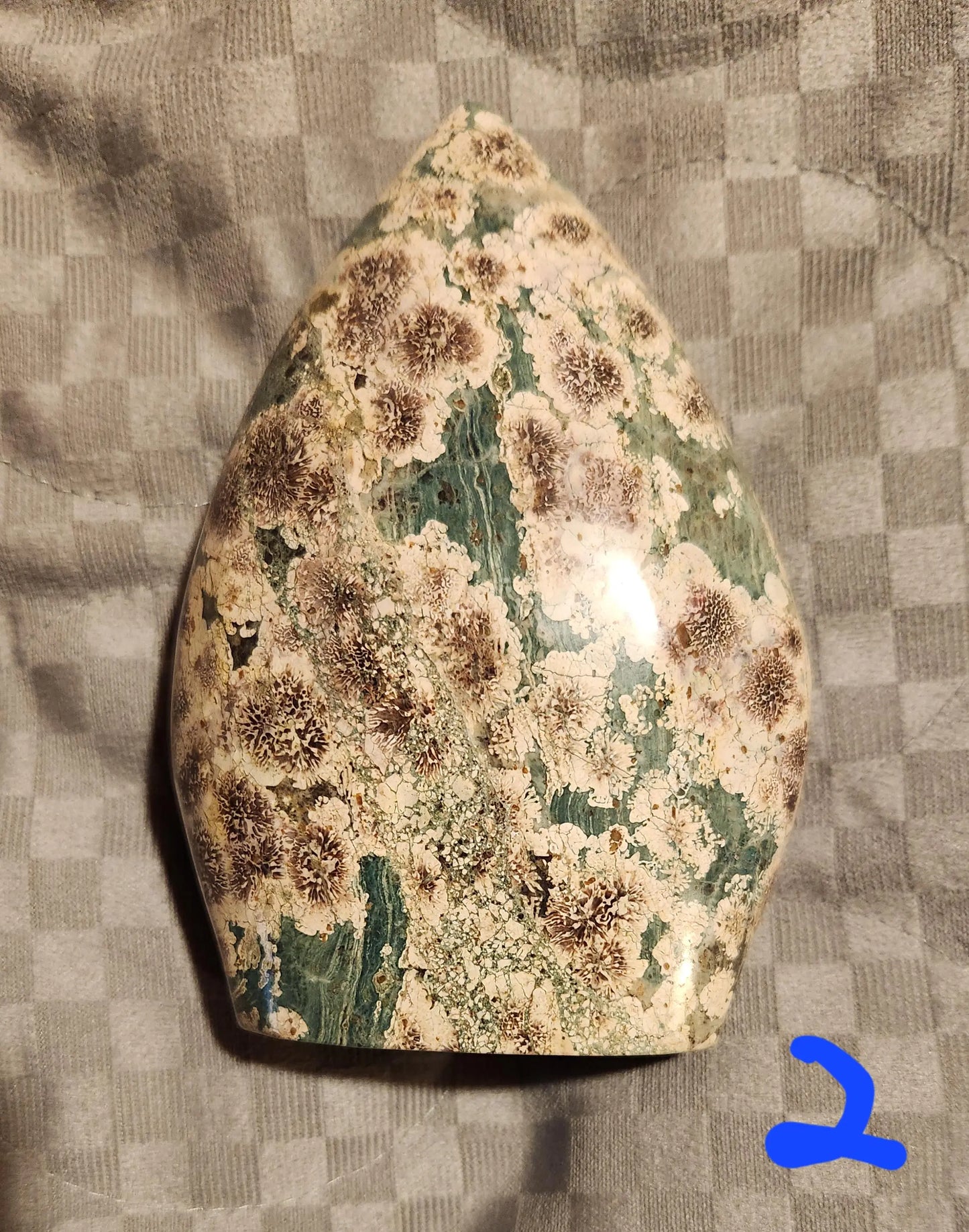 Green Sakura Agate,Flat Flame Shaped Crystal, New Beginning Stone, Flower Agate Etsy