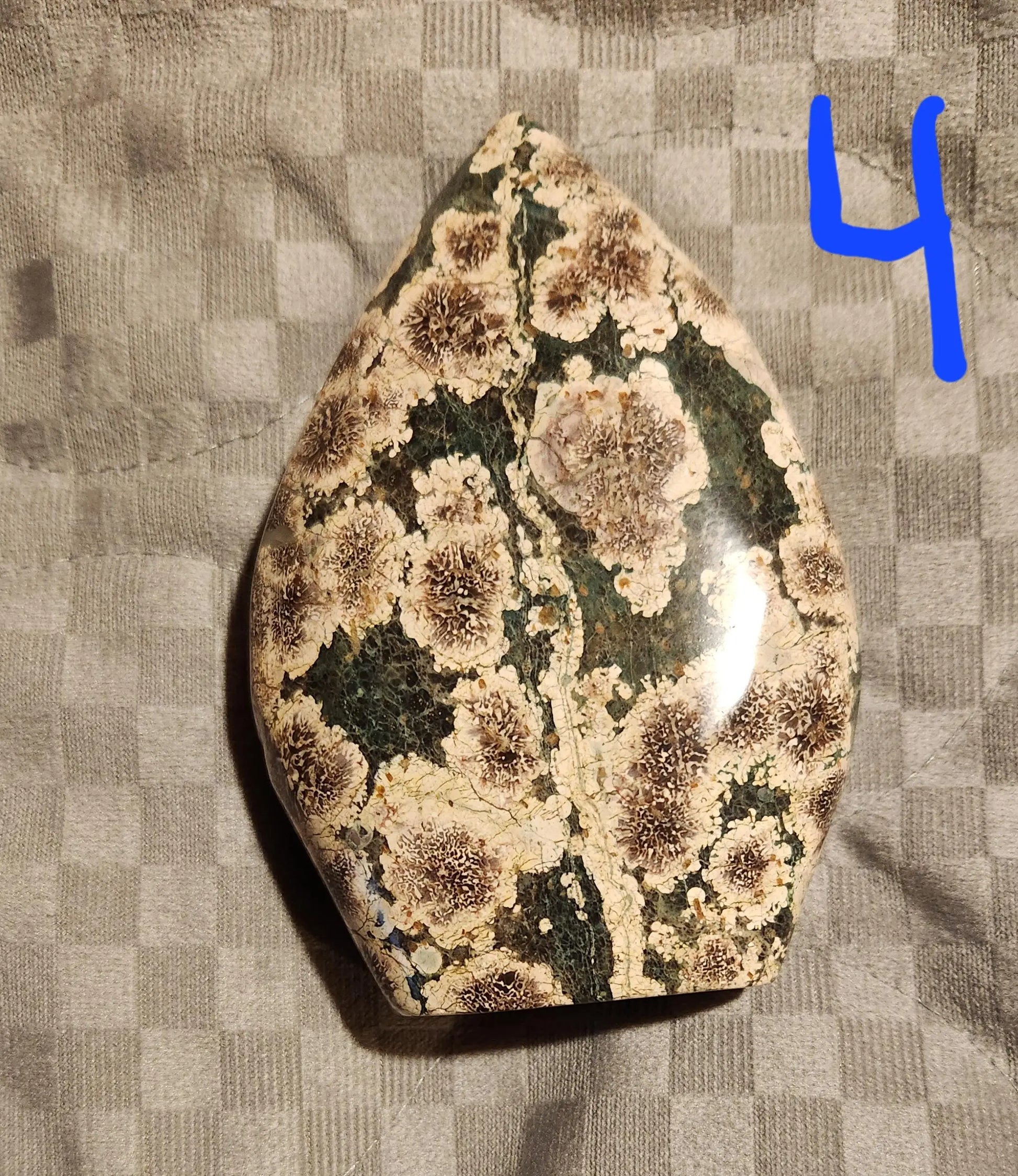 Green Sakura Agate,Flat Flame Shaped Crystal, New Beginning Stone, Flower Agate Etsy