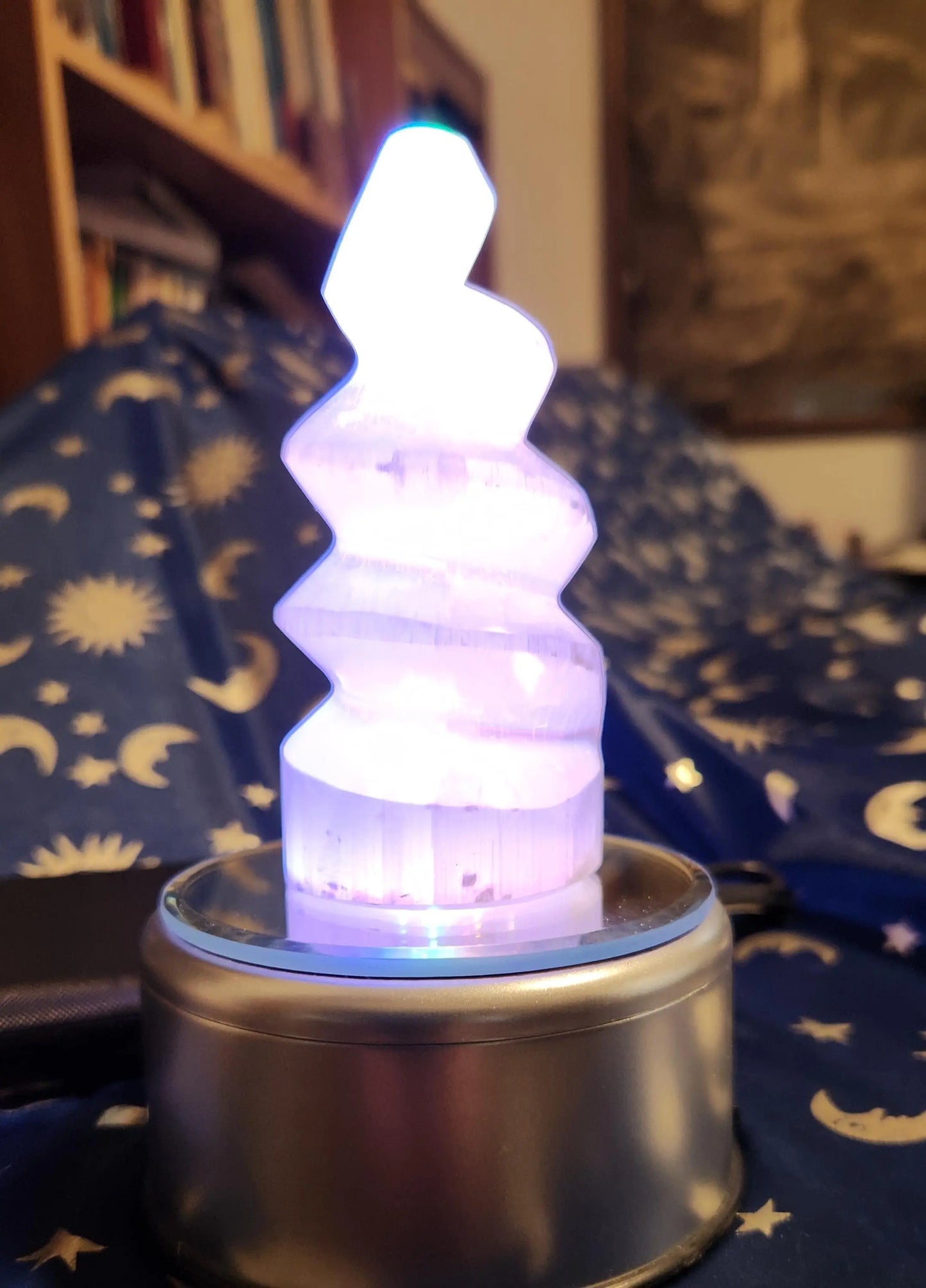SATIN SPAR Selenite Spiral Tower Etsy