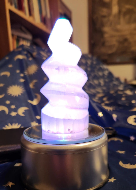 SATIN SPAR Selenite Spiral Tower Etsy