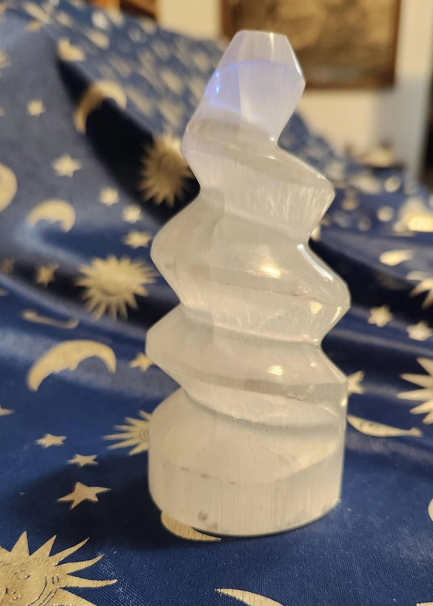 SATIN SPAR Selenite Spiral Tower Etsy