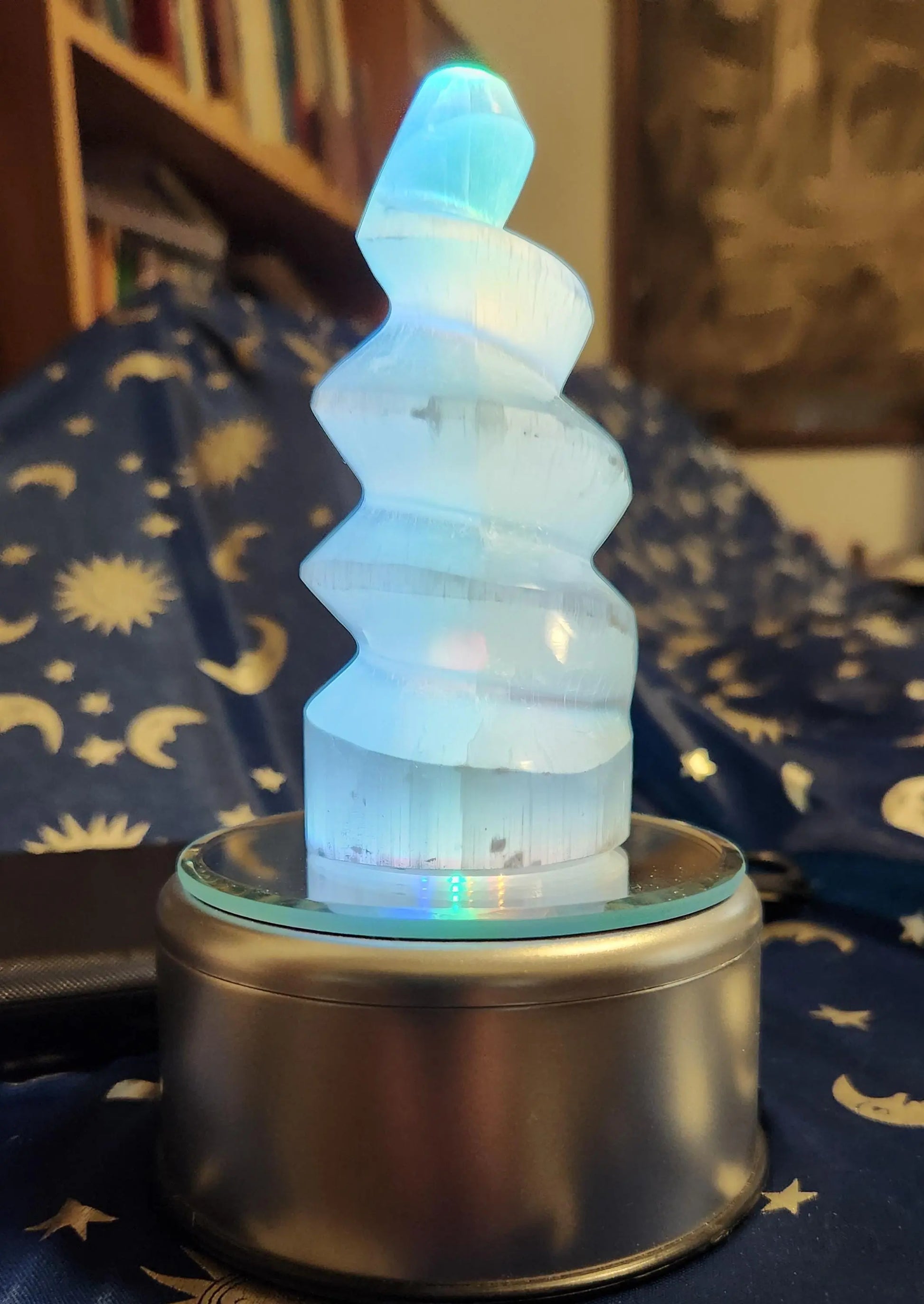 SATIN SPAR Selenite Spiral Tower Etsy