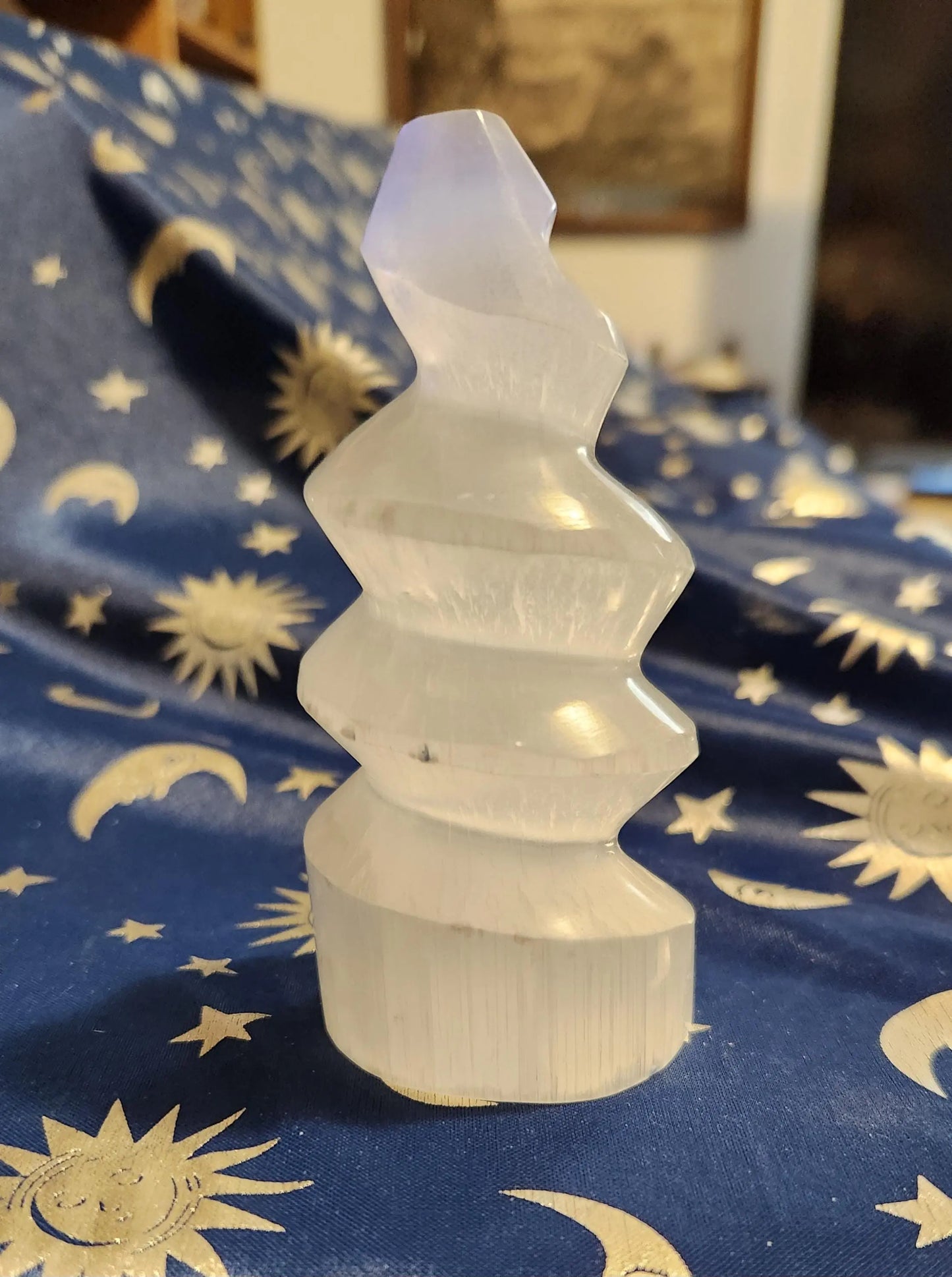 SATIN SPAR Selenite Spiral Tower Etsy