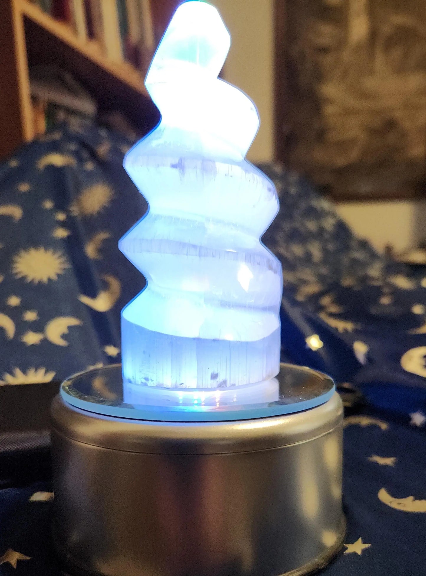 SATIN SPAR Selenite Spiral Tower Etsy