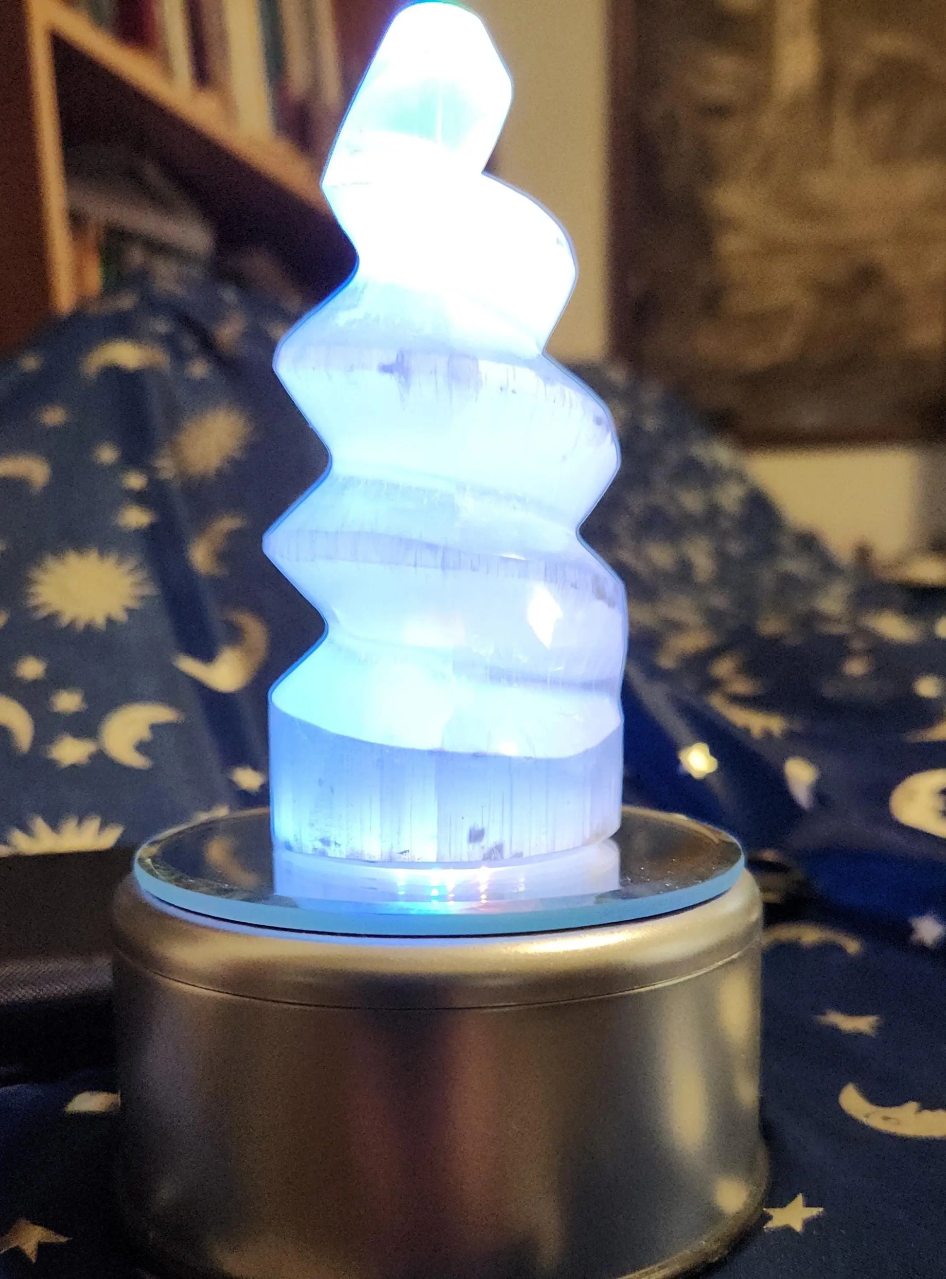 SATIN SPAR Selenite Spiral Tower Etsy