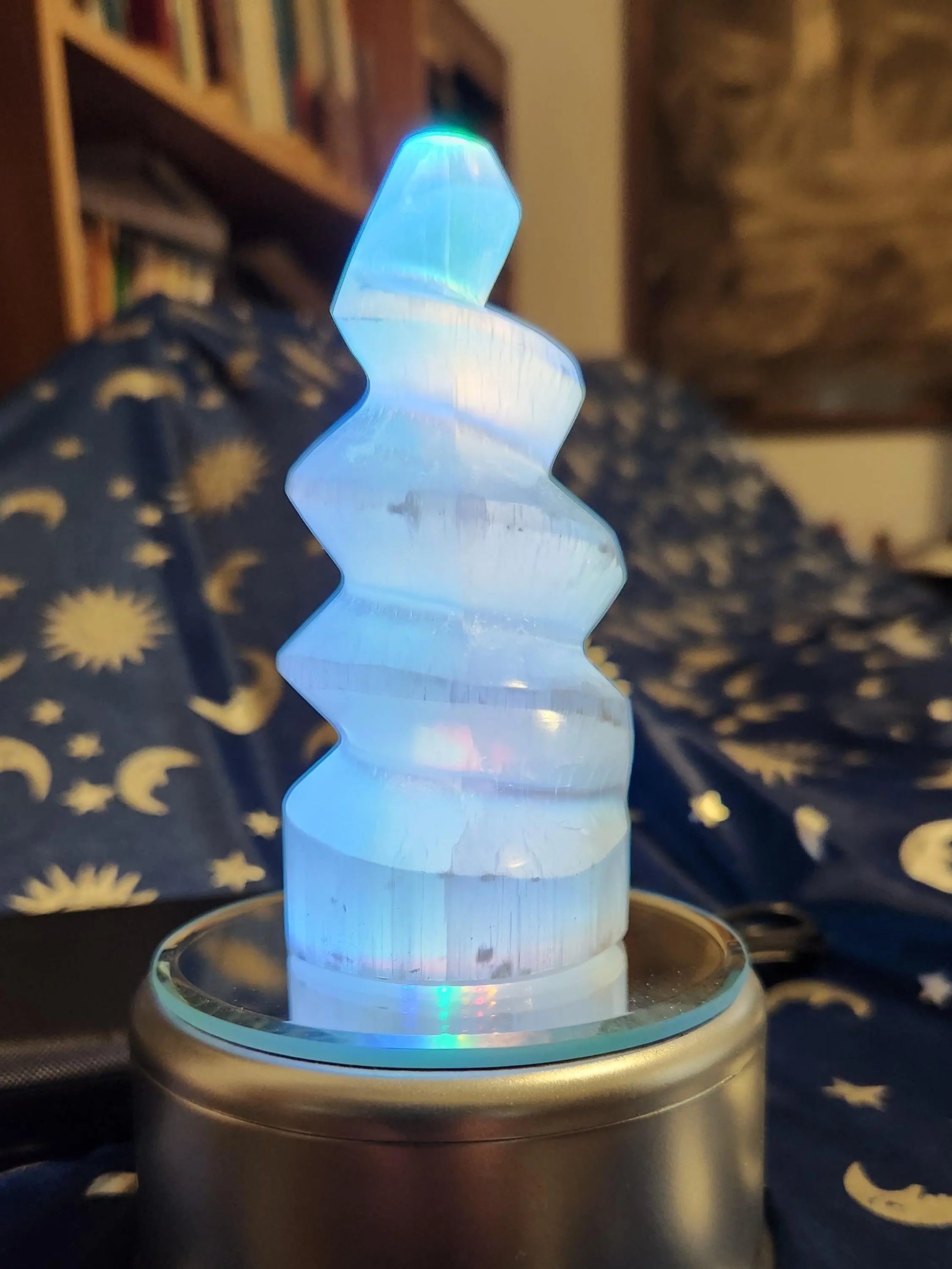 SATIN SPAR Selenite Spiral Tower Etsy