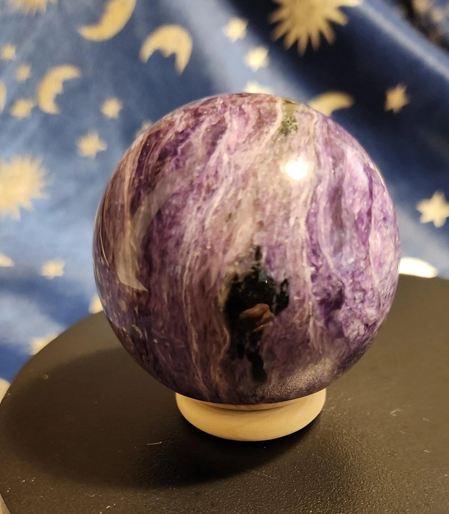 Large Charoite Sphere, Lovely Chatoyancy, Rare Charoite, 2" Diameter 7.2OZ, Charoite Crystal Ball, Purple Charoite, Healing Purple Sphere Etsy
