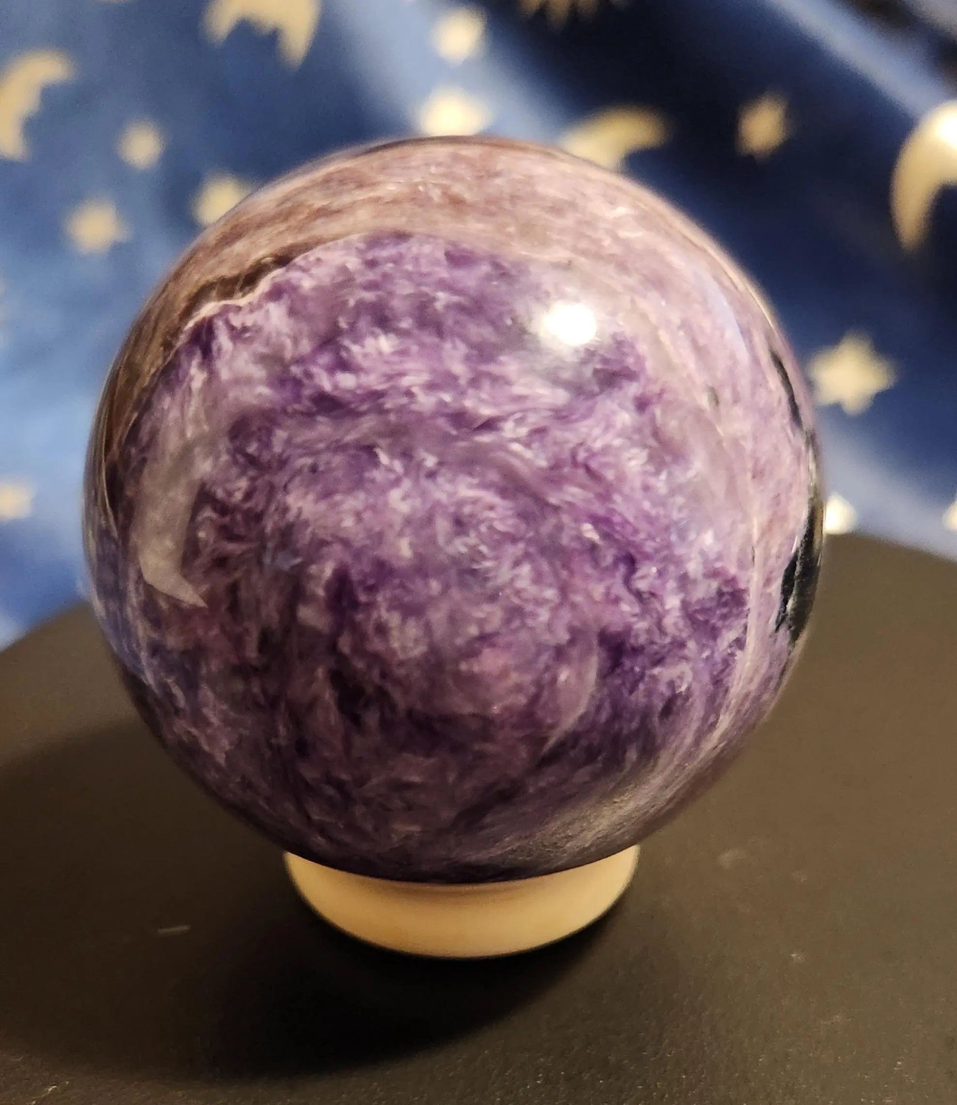 Large Charoite Sphere, Lovely Chatoyancy, Rare Charoite, 2" Diameter 7.2OZ, Charoite Crystal Ball, Purple Charoite, Healing Purple Sphere Etsy