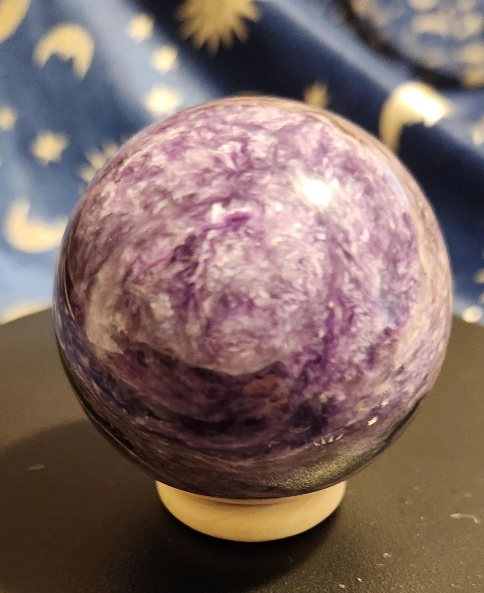 Large Charoite Sphere, Lovely Chatoyancy, Rare Charoite, 2" Diameter 7.2OZ, Charoite Crystal Ball, Purple Charoite, Healing Purple Sphere Etsy