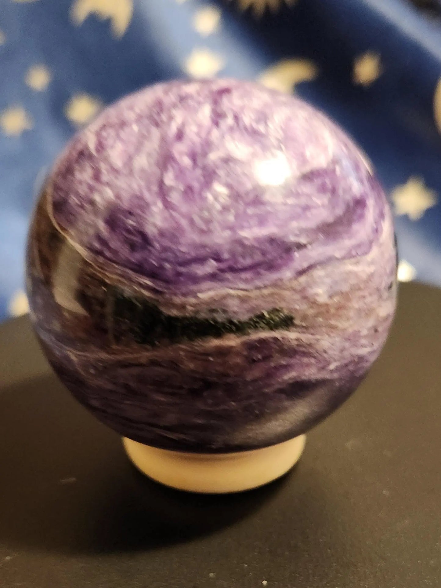 Large Charoite Sphere, Lovely Chatoyancy, Rare Charoite, 2" Diameter 7.2OZ, Charoite Crystal Ball, Purple Charoite, Healing Purple Sphere Etsy