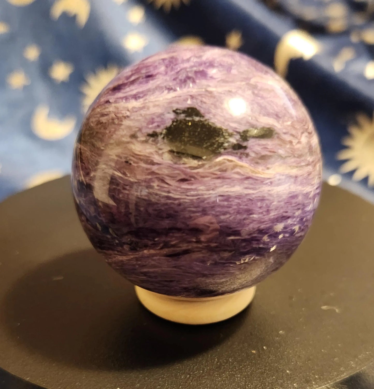 Large Charoite Sphere, Lovely Chatoyancy, Rare Charoite, 2" Diameter 7.2OZ, Charoite Crystal Ball, Purple Charoite, Healing Purple Sphere Etsy