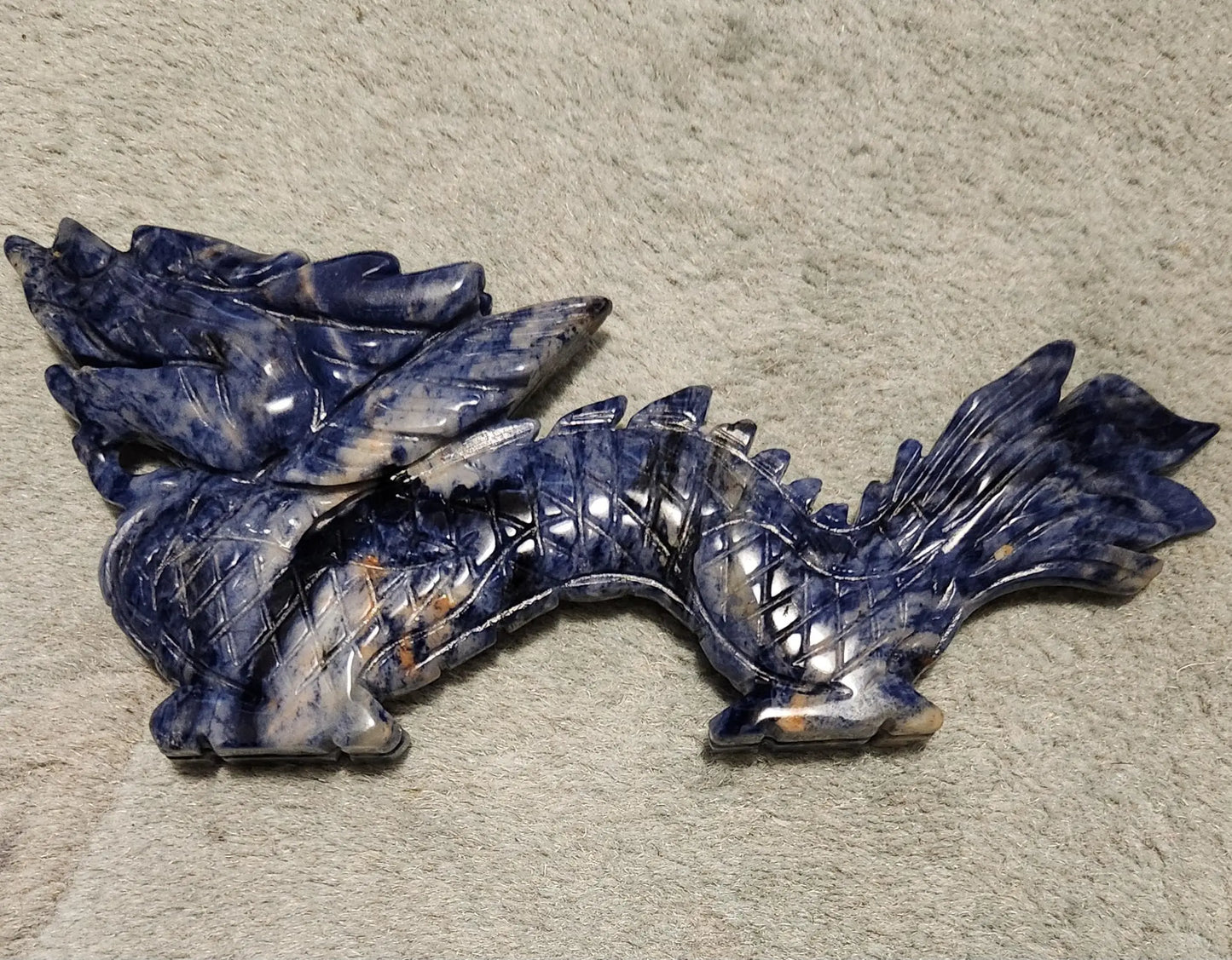 Carved Sodalite Dragon, Large Blue Dragon, 8"x3.5" 10.9OZ, Spiritual Mastery, Blue Crystals Bring Trust, Truth, Patience, and Respect Etsy