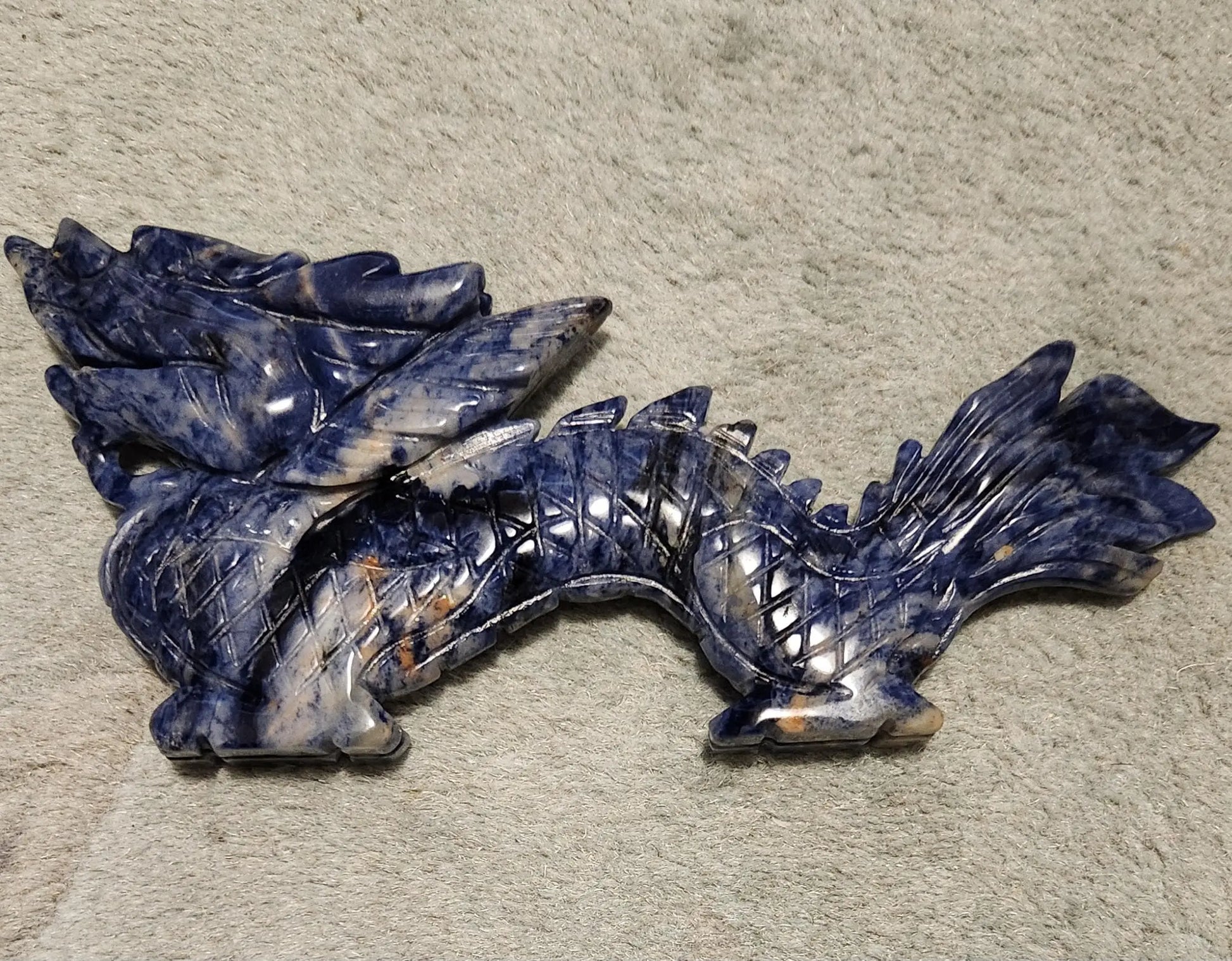 Carved Sodalite Dragon, Large Blue Dragon, 8"x3.5" 10.9OZ, Spiritual Mastery, Blue Crystals Bring Trust, Truth, Patience, and Respect Etsy