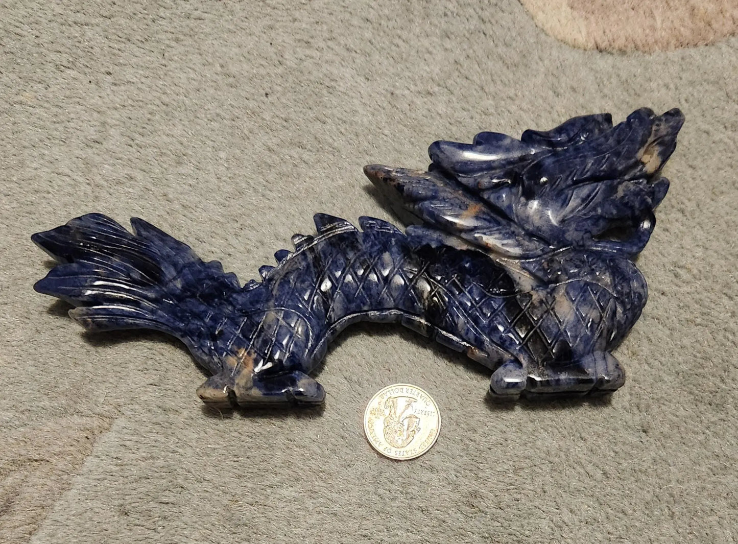 Carved Sodalite Dragon, Large Blue Dragon, 8"x3.5" 10.9OZ, Spiritual Mastery, Blue Crystals Bring Trust, Truth, Patience, and Respect Etsy