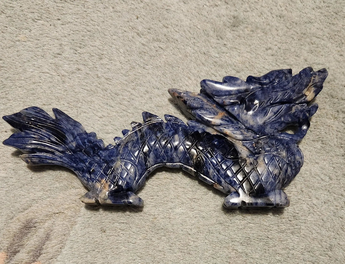 Carved Sodalite Dragon, Large Blue Dragon, 8"x3.5" 10.9OZ, Spiritual Mastery, Blue Crystals Bring Trust, Truth, Patience, and Respect Etsy