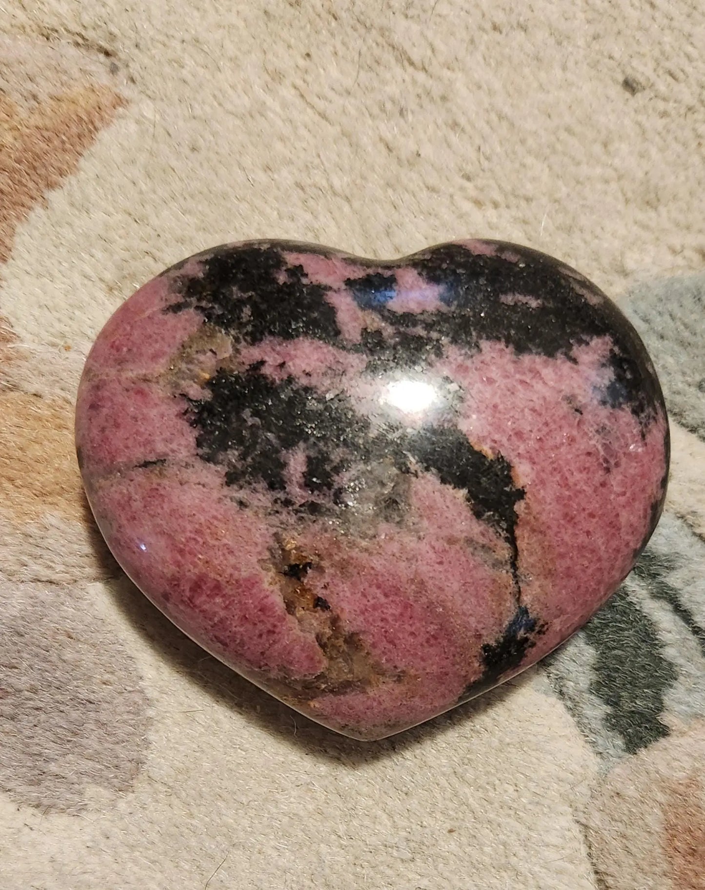 Rhodonite Valentine Heart with Stand, 3.5 x 3.1 1LB 1.1OZ, Nice Markings, Show your Love Forever, Pink and Black Carved Crystal Etsy