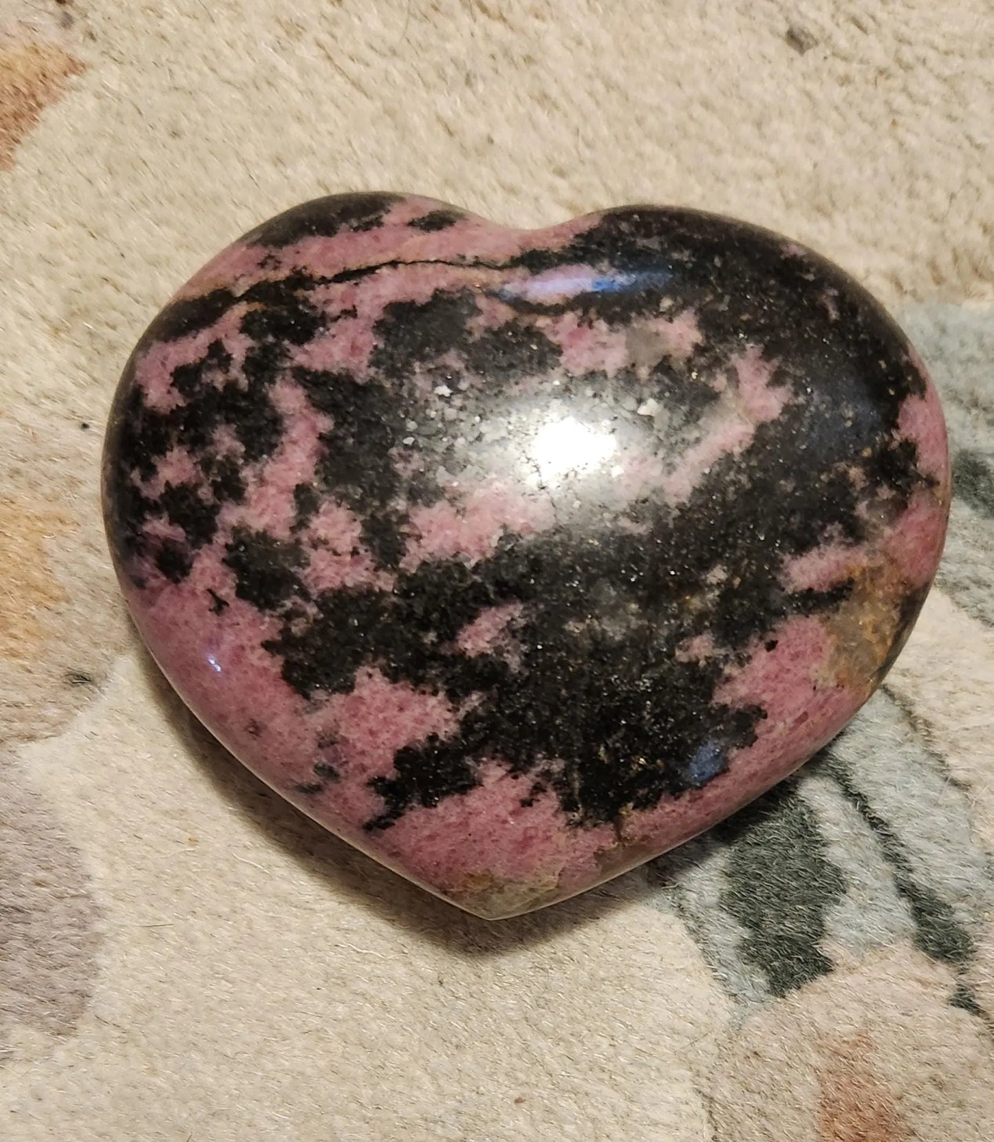 Rhodonite Valentine Heart with Stand, 3.5 x 3.1 1LB 1.1OZ, Nice Markings, Show your Love Forever, Pink and Black Carved Crystal Etsy