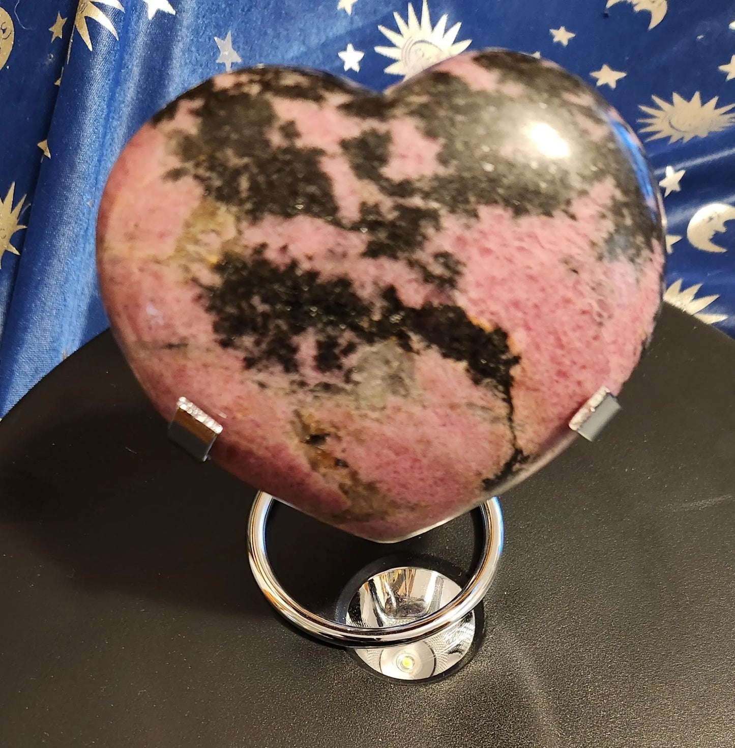 Rhodonite Valentine Heart with Stand, 3.5 x 3.1 1LB 1.1OZ, Nice Markings, Show your Love Forever, Pink and Black Carved Crystal Etsy