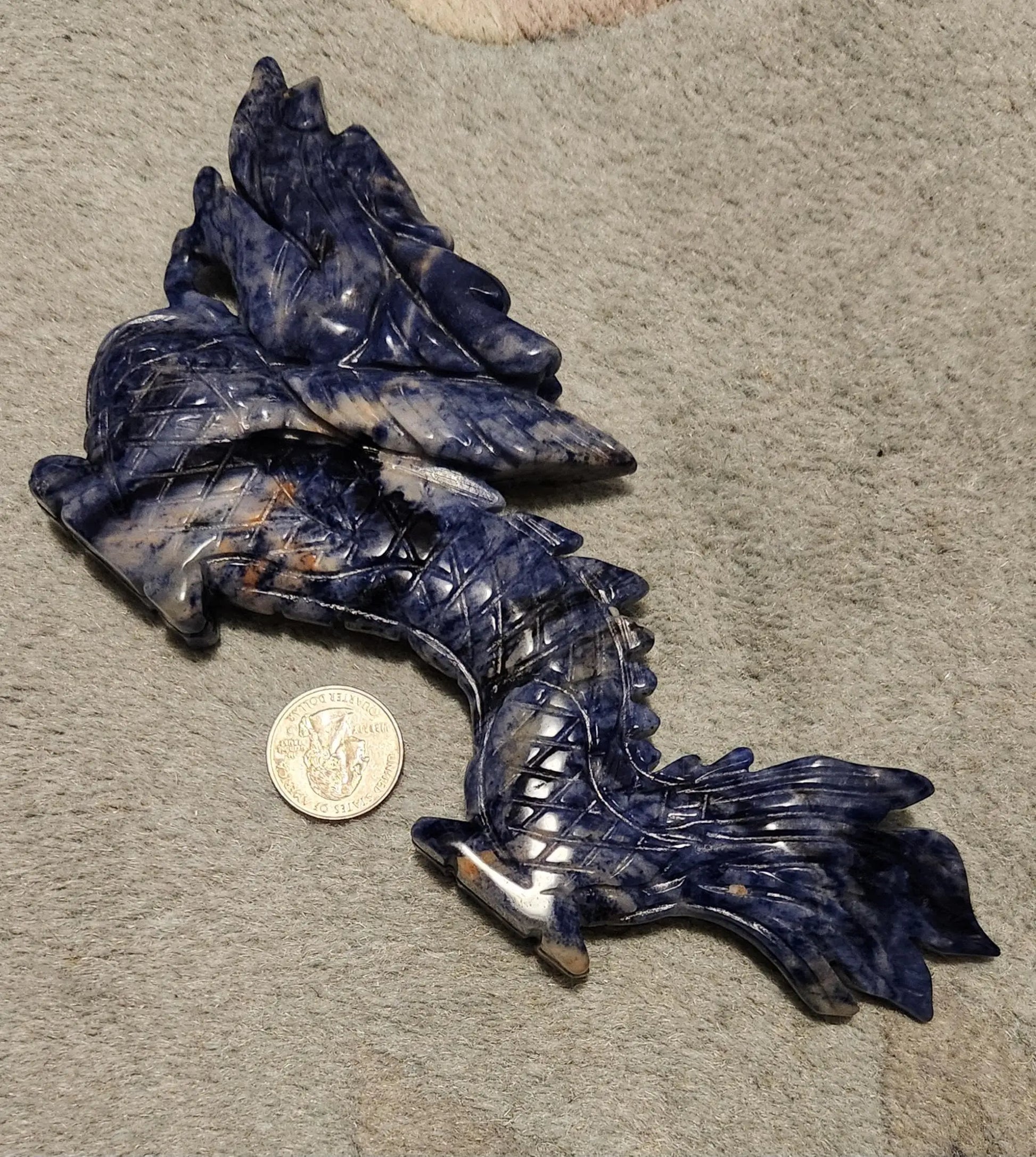 Carved Sodalite Dragon, Large Blue Dragon, 8"x3.5" 10.9OZ, Spiritual Mastery, Blue Crystals Bring Trust, Truth, Patience, and Respect Etsy