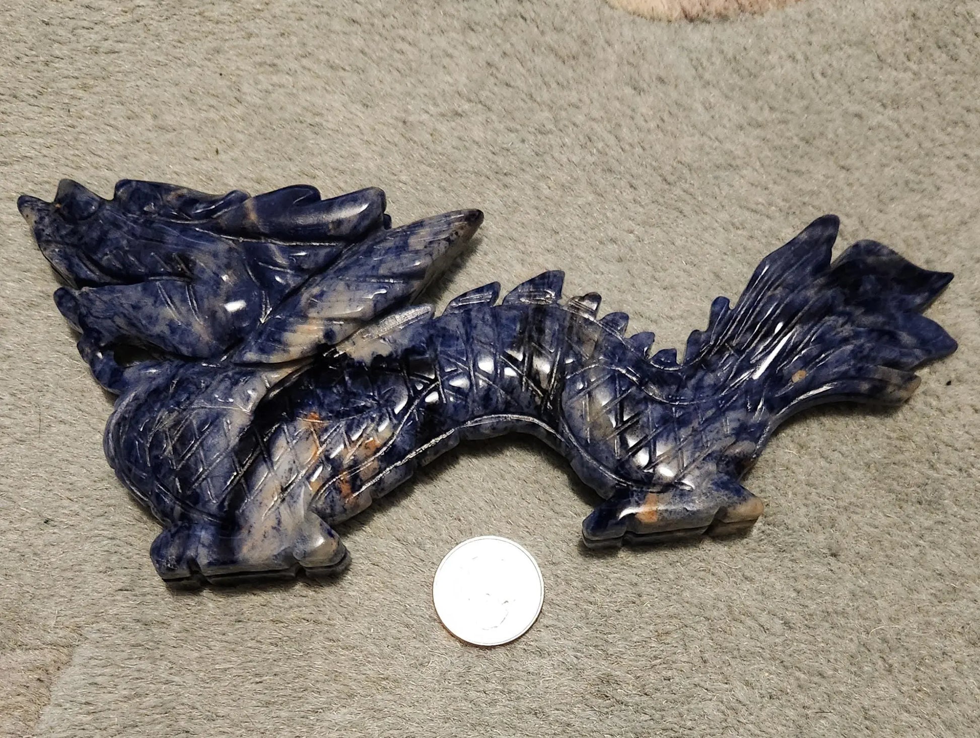 Carved Sodalite Dragon, Large Blue Dragon, 8"x3.5" 10.9OZ, Spiritual Mastery, Blue Crystals Bring Trust, Truth, Patience, and Respect Etsy