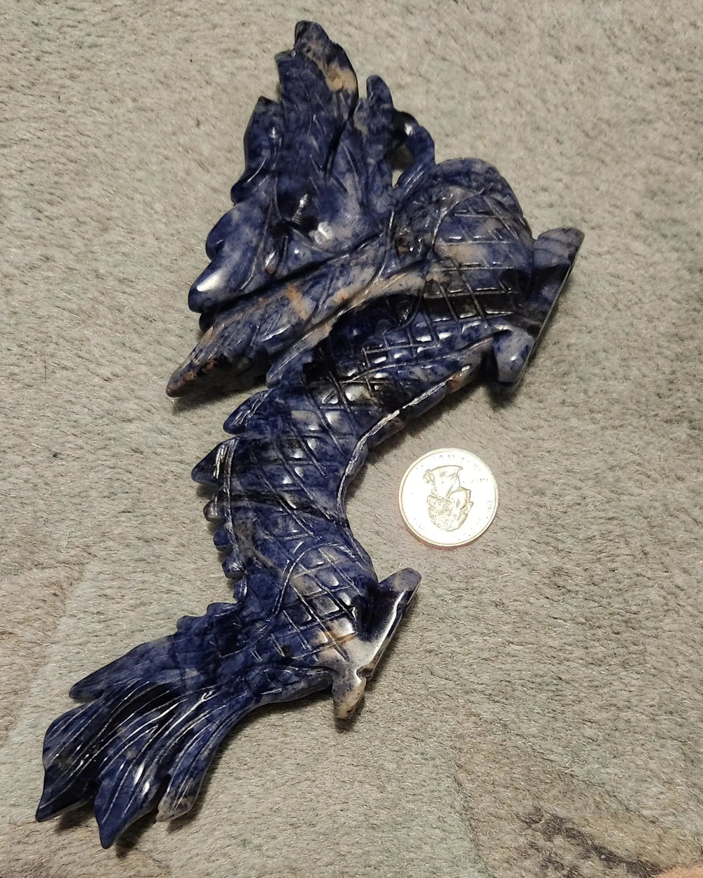 Carved Sodalite Dragon, Large Blue Dragon, 8"x3.5" 10.9OZ, Spiritual Mastery, Blue Crystals Bring Trust, Truth, Patience, and Respect Etsy