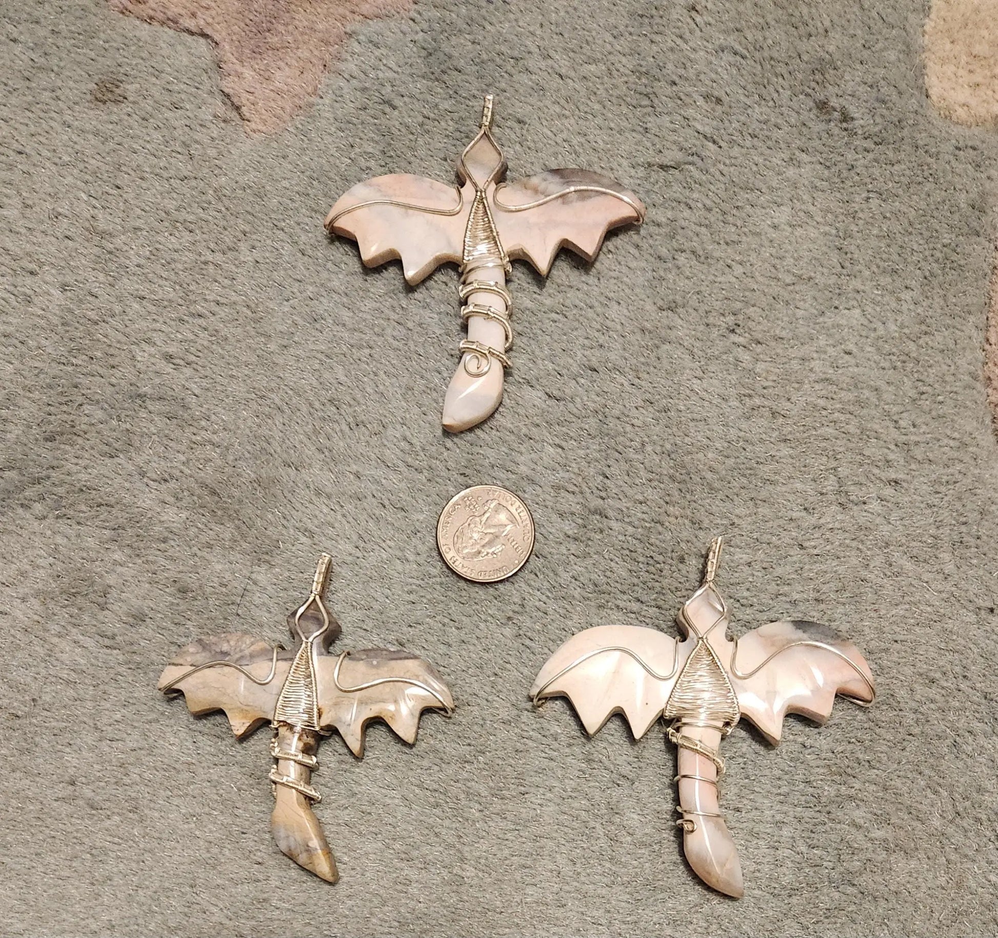 Wire Wrapped Chalcedony Dragon Pendants,Stone of Balance, Carved Chalcedony Dragons, Crystal Dragon Pendant, Removes Negative Energies, Etsy