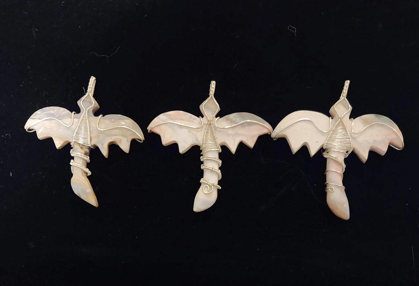 Wire Wrapped Chalcedony Dragon Pendants,Stone of Balance, Carved Chalcedony Dragons, Crystal Dragon Pendant, Removes Negative Energies, Etsy