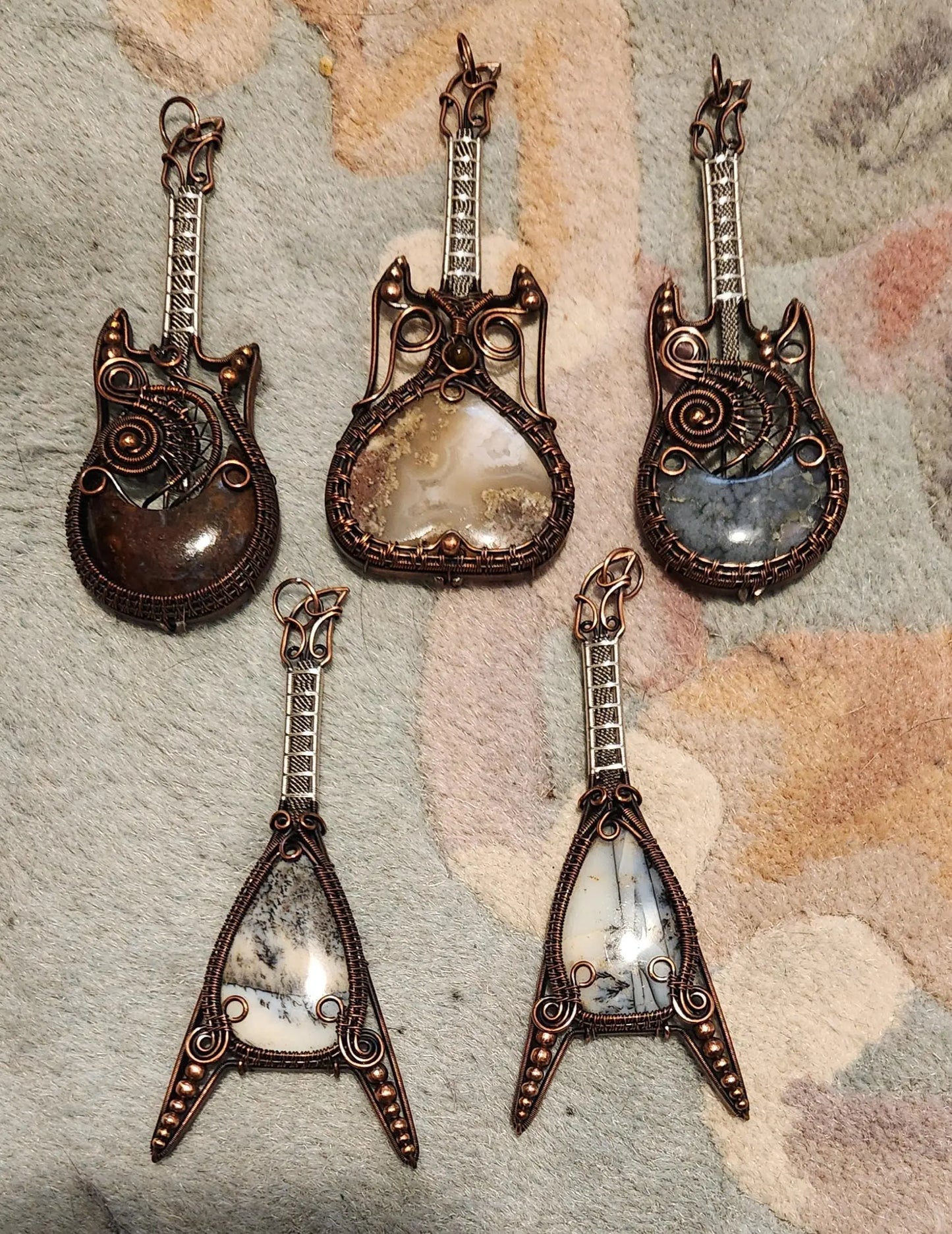 Wire Wrapped Electric Guitar Pendants, Musician Gift Etsy