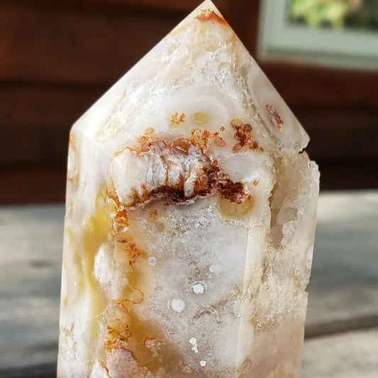 Flower Agate Crystal Tower with Druzy, Obelisk, Alter Decor, Crystal Wand, Crystal Tower, Imboic, Divine Feminine Energy,Feminine Energy Etsy