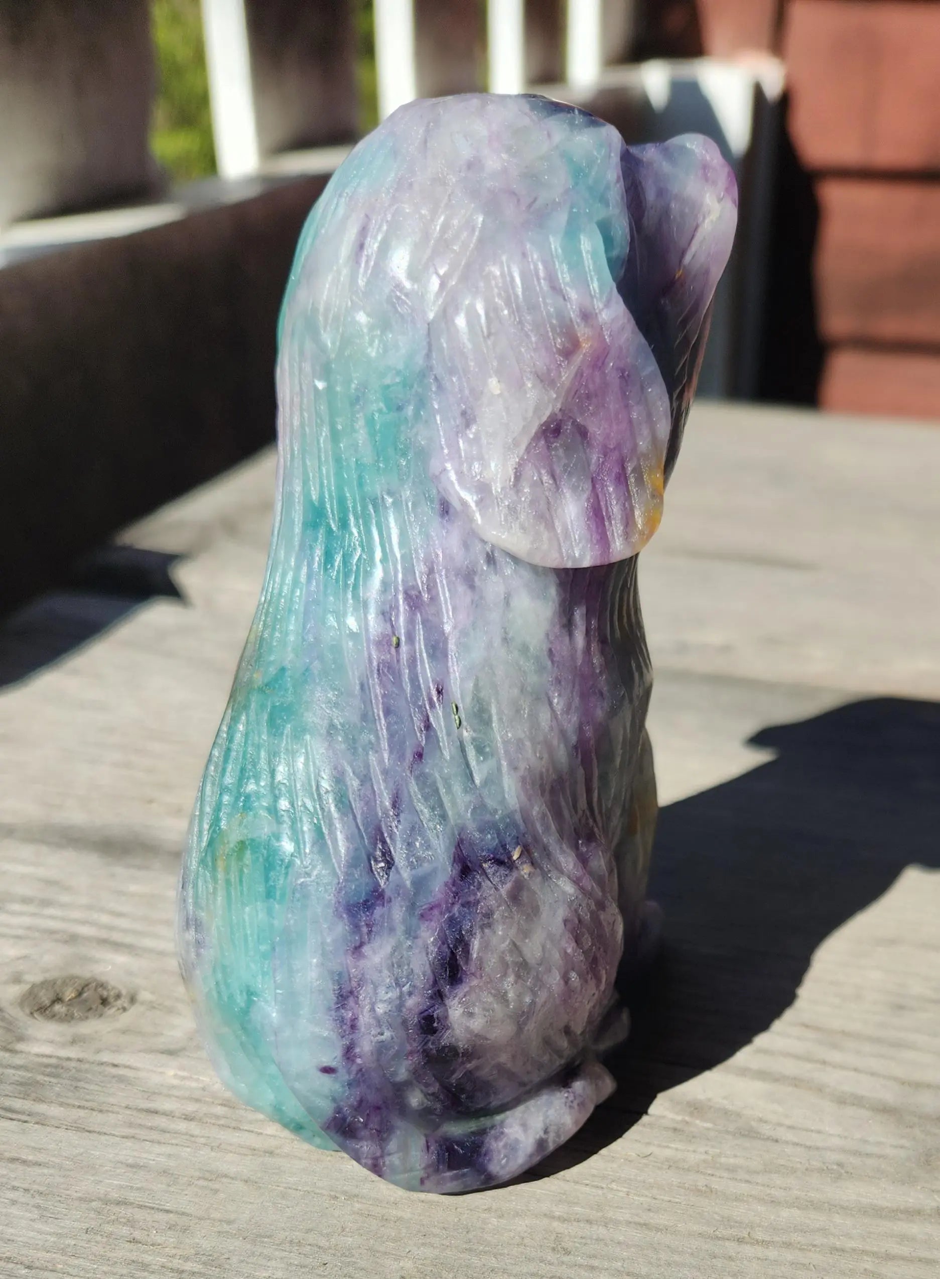 Beautiful Fluorite Carved Dog, Lovely Colors, Blue Fluorite, Purple, Pink, Very Unusual Color Combination,Genius Stone,Dog Crystal,2LBS Etsy