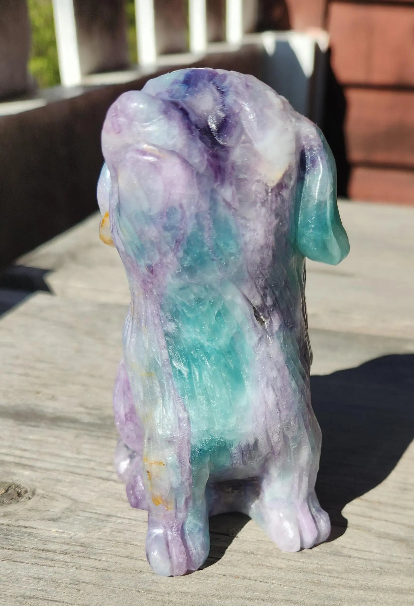 Beautiful Fluorite Carved Dog, Lovely Colors, Blue Fluorite, Purple, Pink, Very Unusual Color Combination,Genius Stone,Dog Crystal,2LBS Etsy