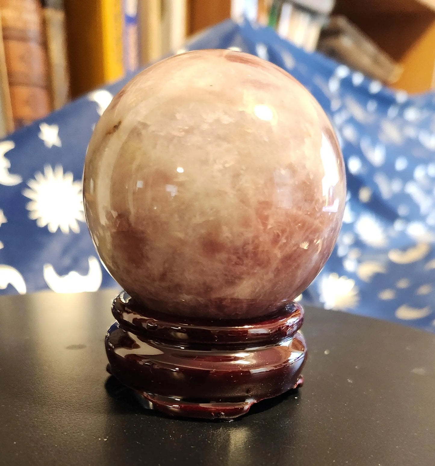 Rare Lavender Rose Quartz Sphere WIth Wooden Stand - Planet Jordan Jewels