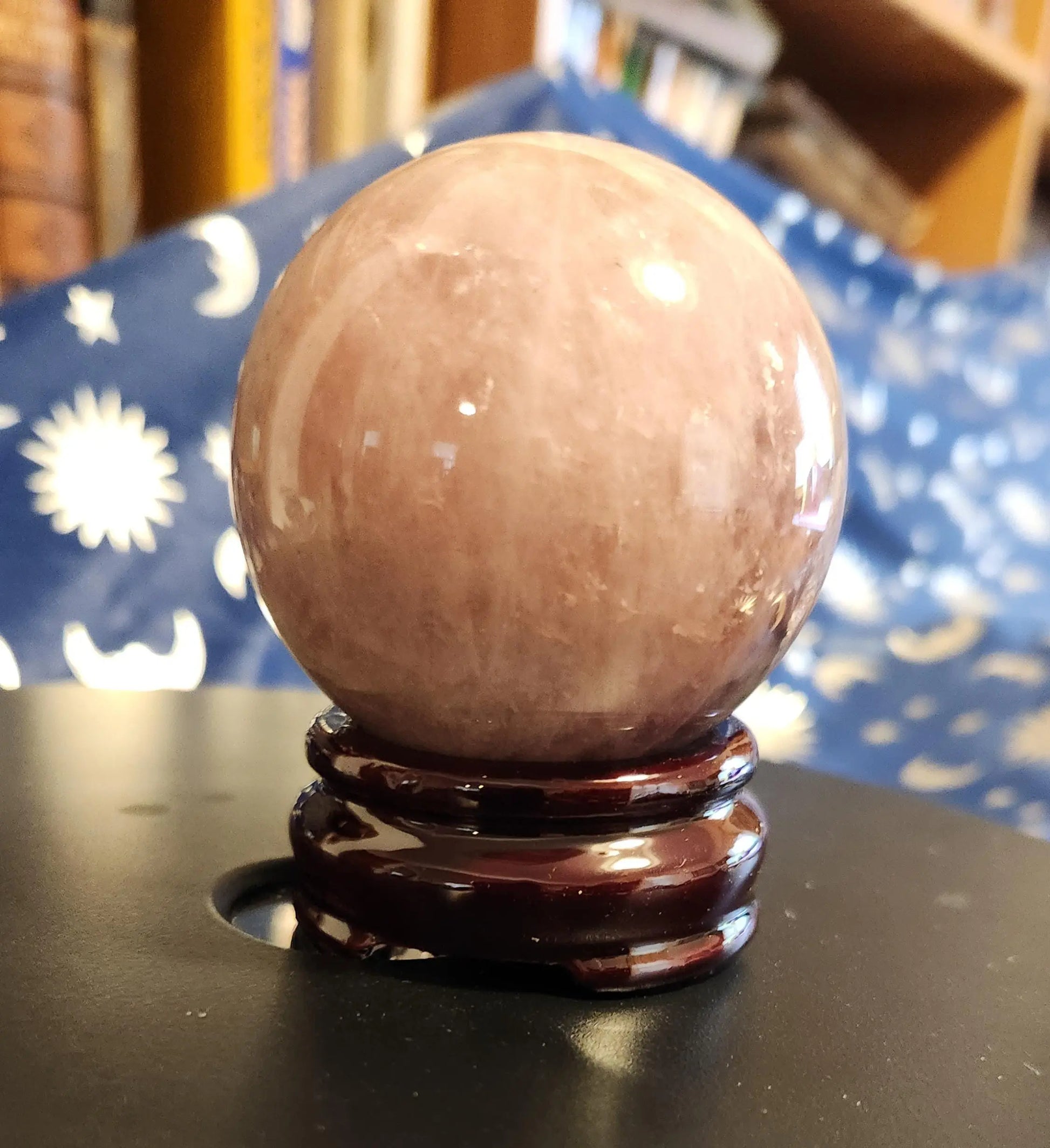 Rare Lavender Rose Quartz Sphere WIth Wooden Stand - Planet Jordan Jewels