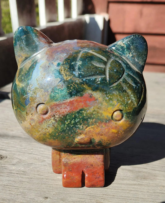 Ocean Jasper Hello Kitty Figurine: Japanese Character Decor (4.5" x 3.5", 2LBS 5.6OZ) Etsy
