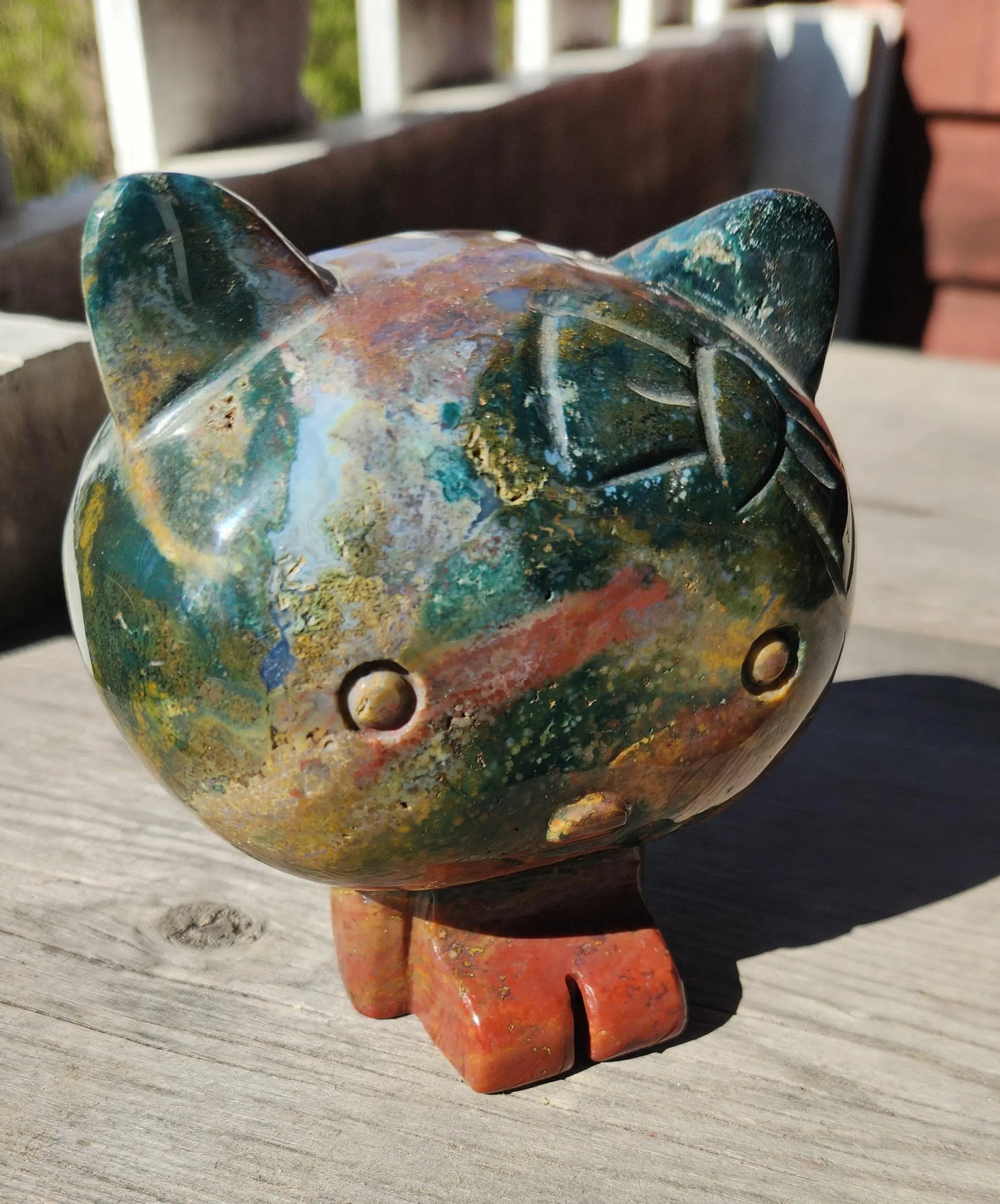Ocean Jasper Hello Kitty Figurine: Japanese Character Decor (4.5" x 3.5", 2LBS 5.6OZ) Etsy