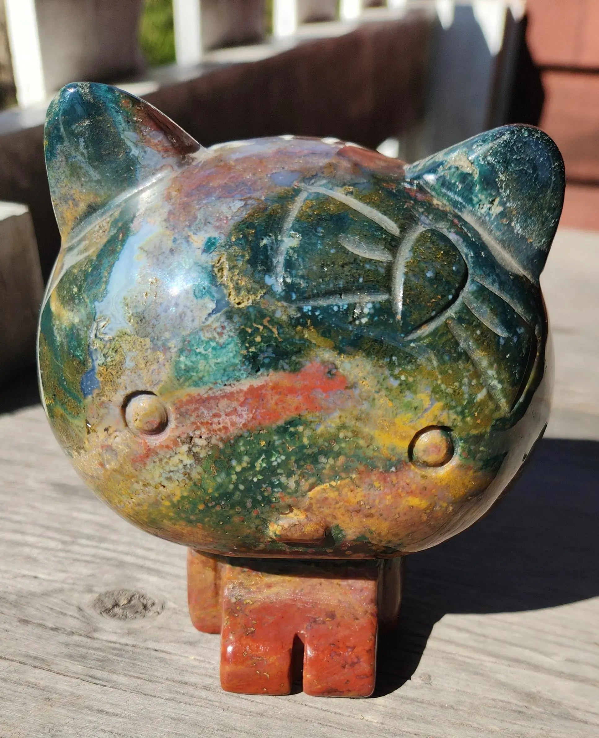 Ocean Jasper Hello Kitty Figurine: Japanese Character Decor (4.5" x 3.5", 2LBS 5.6OZ) Etsy