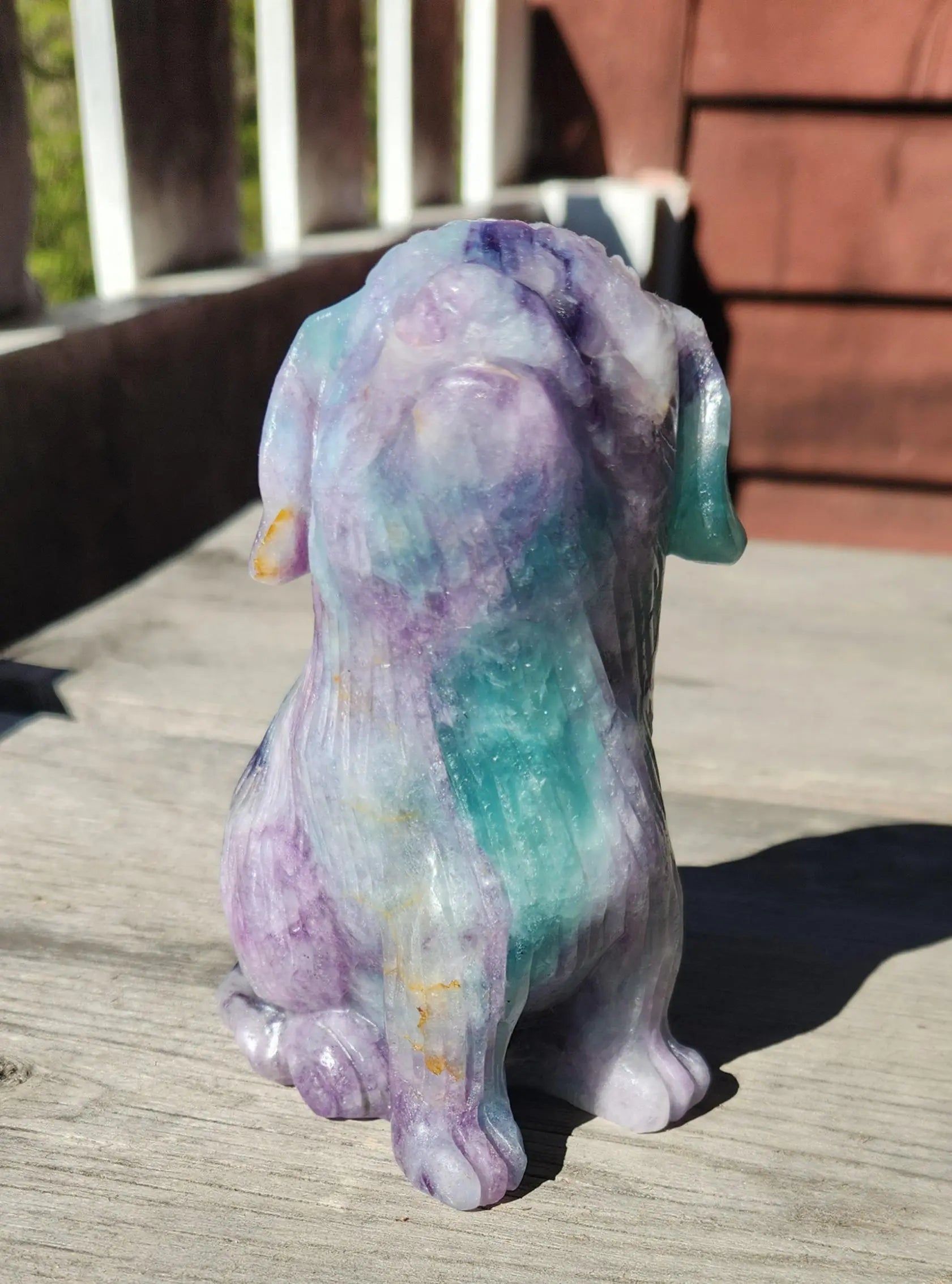 Beautiful Fluorite Carved Dog, Lovely Colors, Blue Fluorite, Purple, Pink, Very Unusual Color Combination,Genius Stone,Dog Crystal,2LBS Etsy