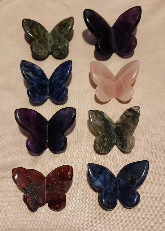 Carved Crystal Butterflies, Carved butterfly, Gemstone Butterfly, Free Standing Butterflies, African Blood, Fluorite, Rose Quartz, Sodalite Etsy
