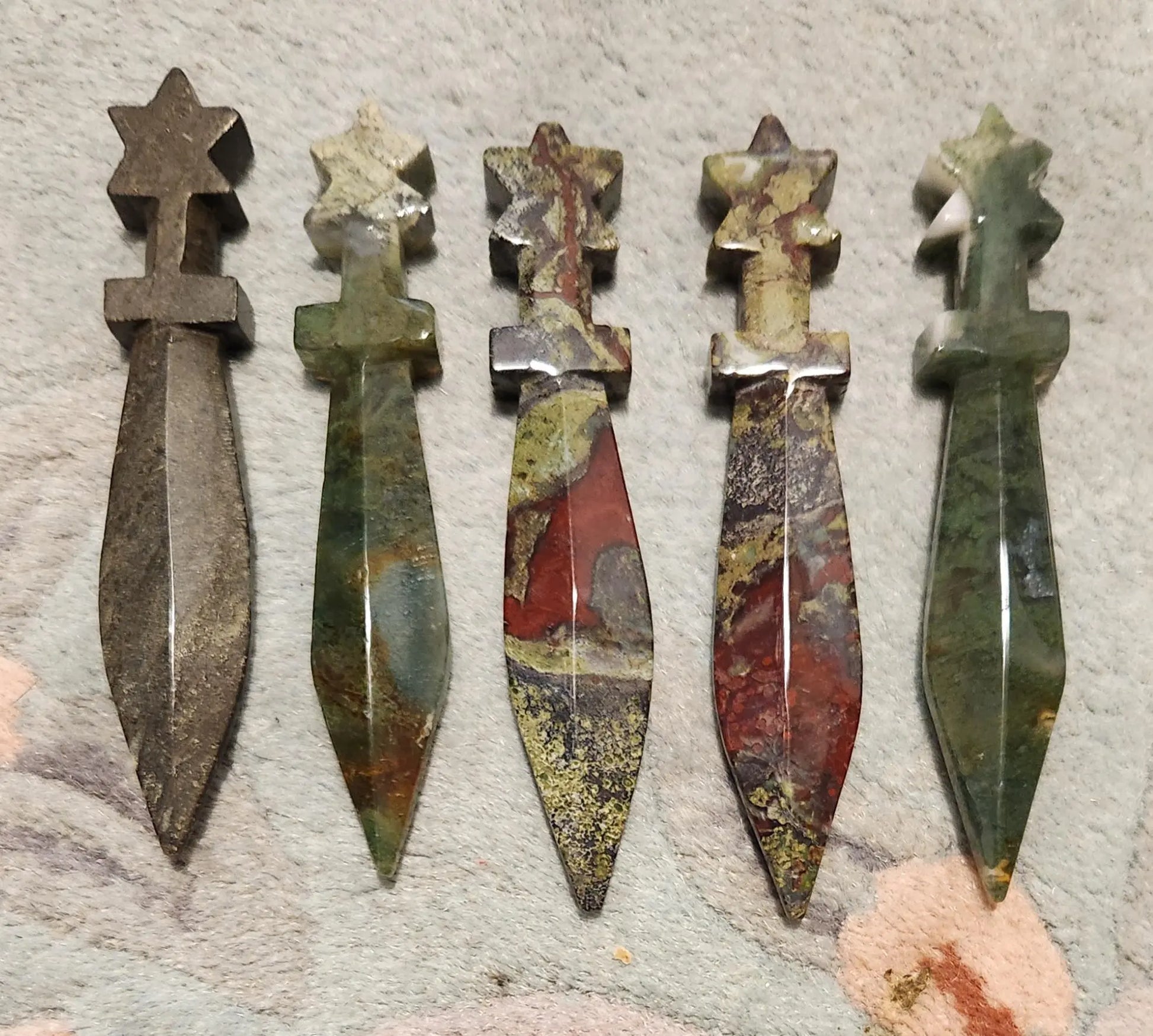 Gemstone Crystal Dagger,Pyrite, Blood Stone,  Moss Agate, Ceremonial knife, Healing Properties Etsy