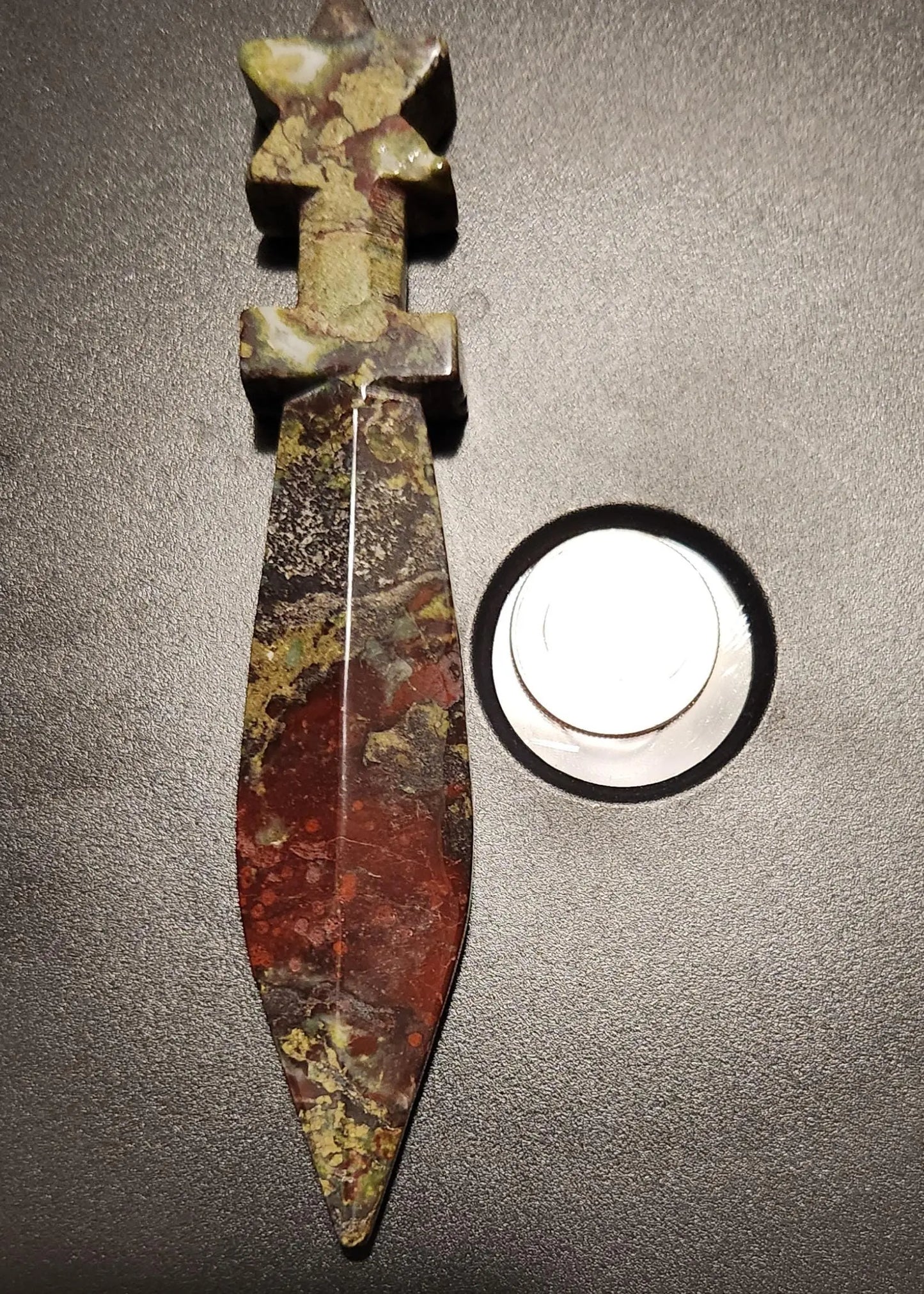 Gemstone Crystal Dagger,Pyrite, Blood Stone,  Moss Agate, Ceremonial knife, Healing Properties Etsy