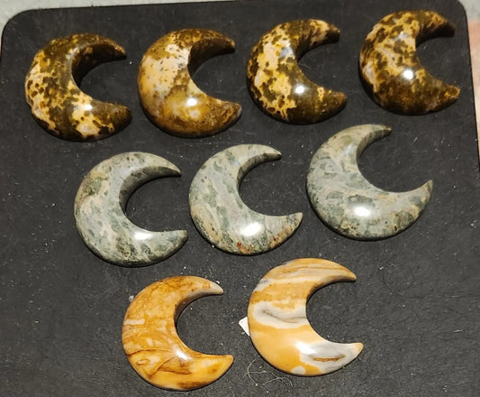 Carved Crystal Moon, Polychrome Jasper Moon, Ocean Jasper Moon, Moon Gift, Carved Crystal Moon, Home Decor Etsy