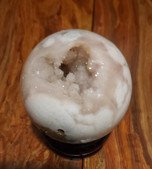 Flower Agate Sphere with Druzy